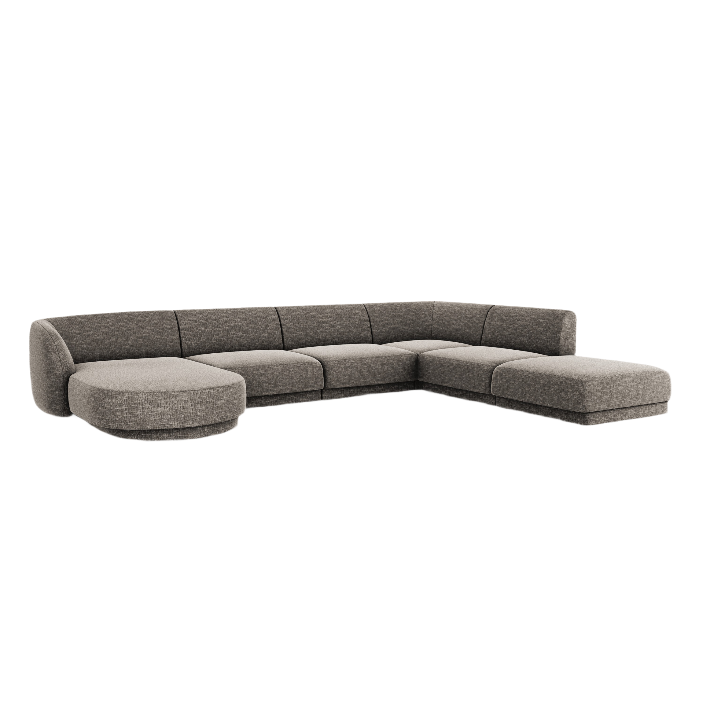 Rechtsseitiger Panorama-Sofa im Szenil-Stoff von 6-Sitzer Miley Grey