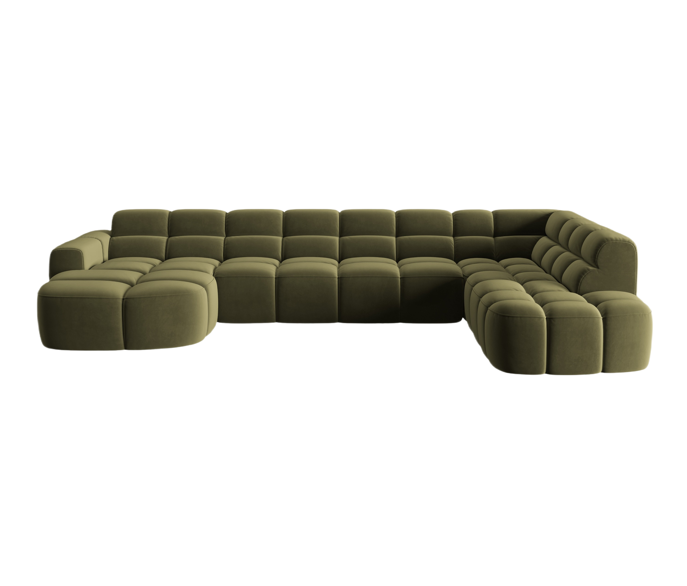 Velvet panoramic right-sided corner sofa LISA light green