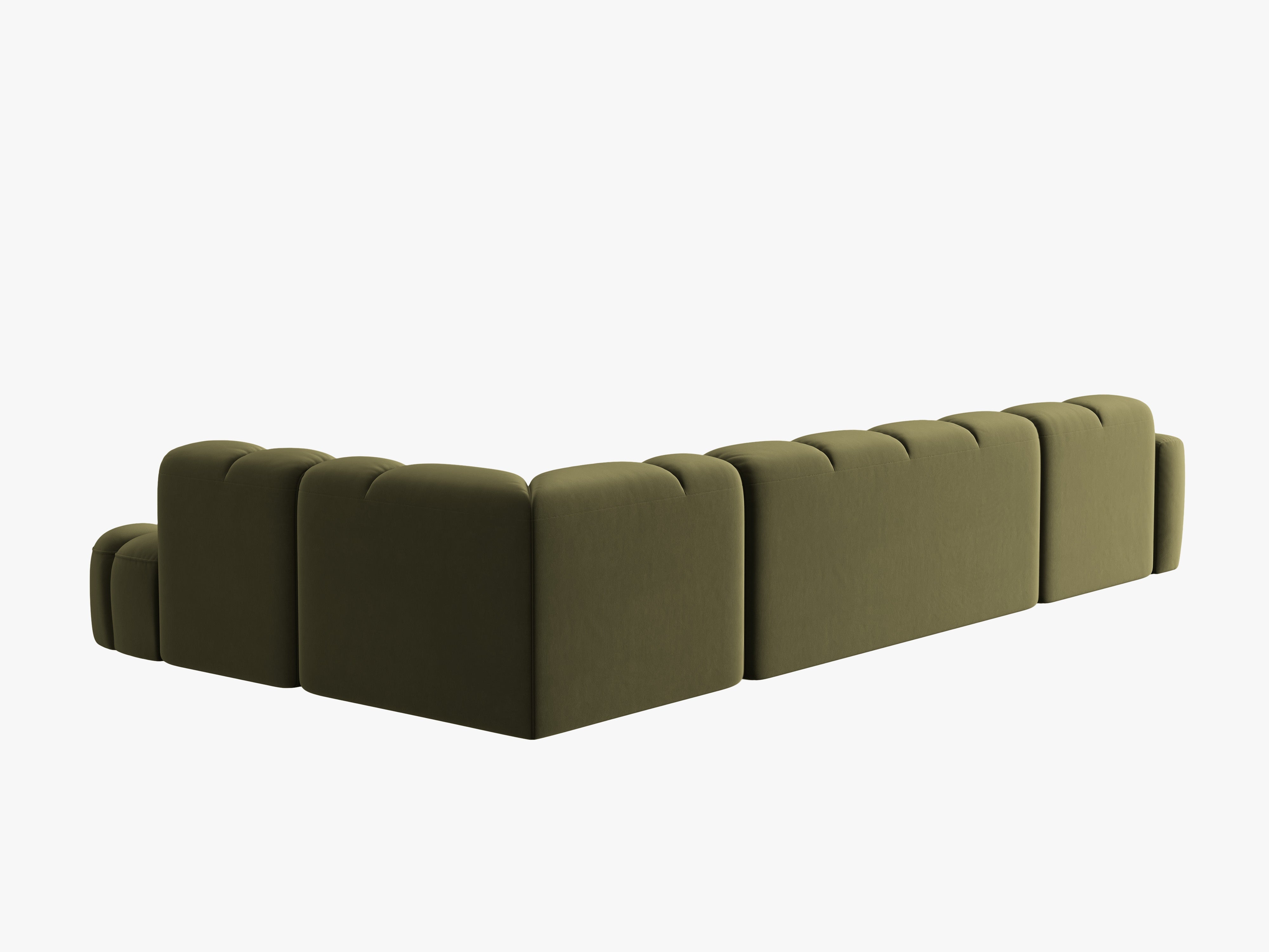 Velvet panoramic right-sided corner sofa LISA light green