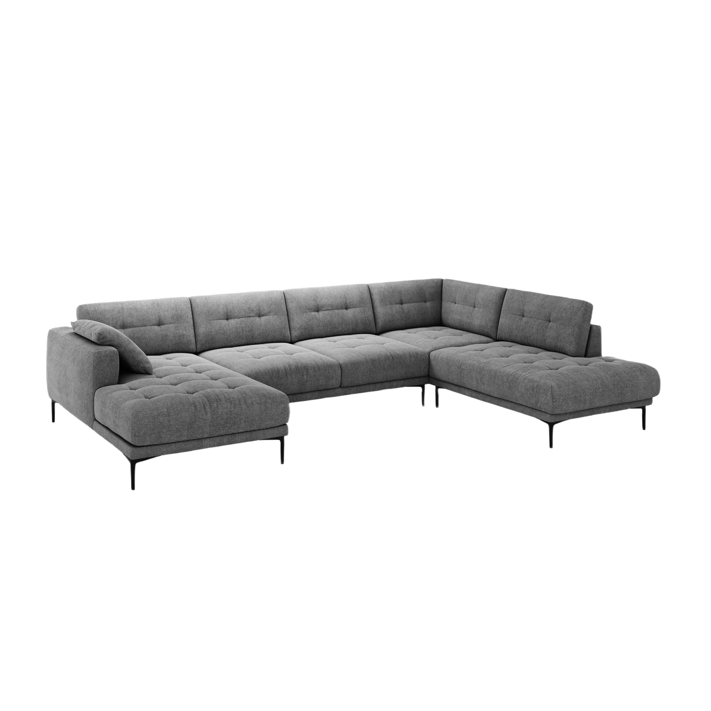 Right-sided panoramic corner sofa BEMY gray chenille
