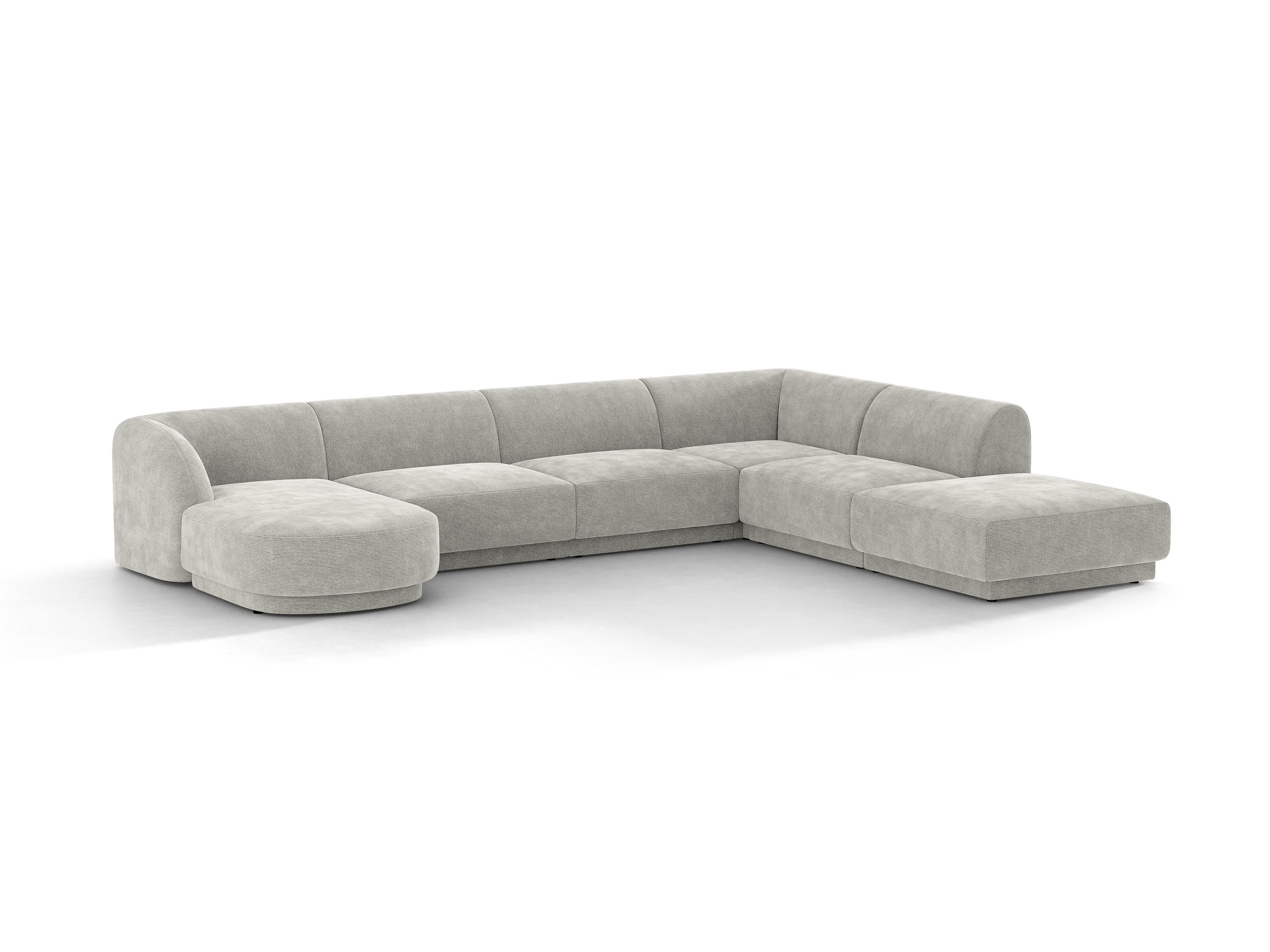 Narożnik w kształcie U prawostronny MILEY szary szenil – sofa narożna