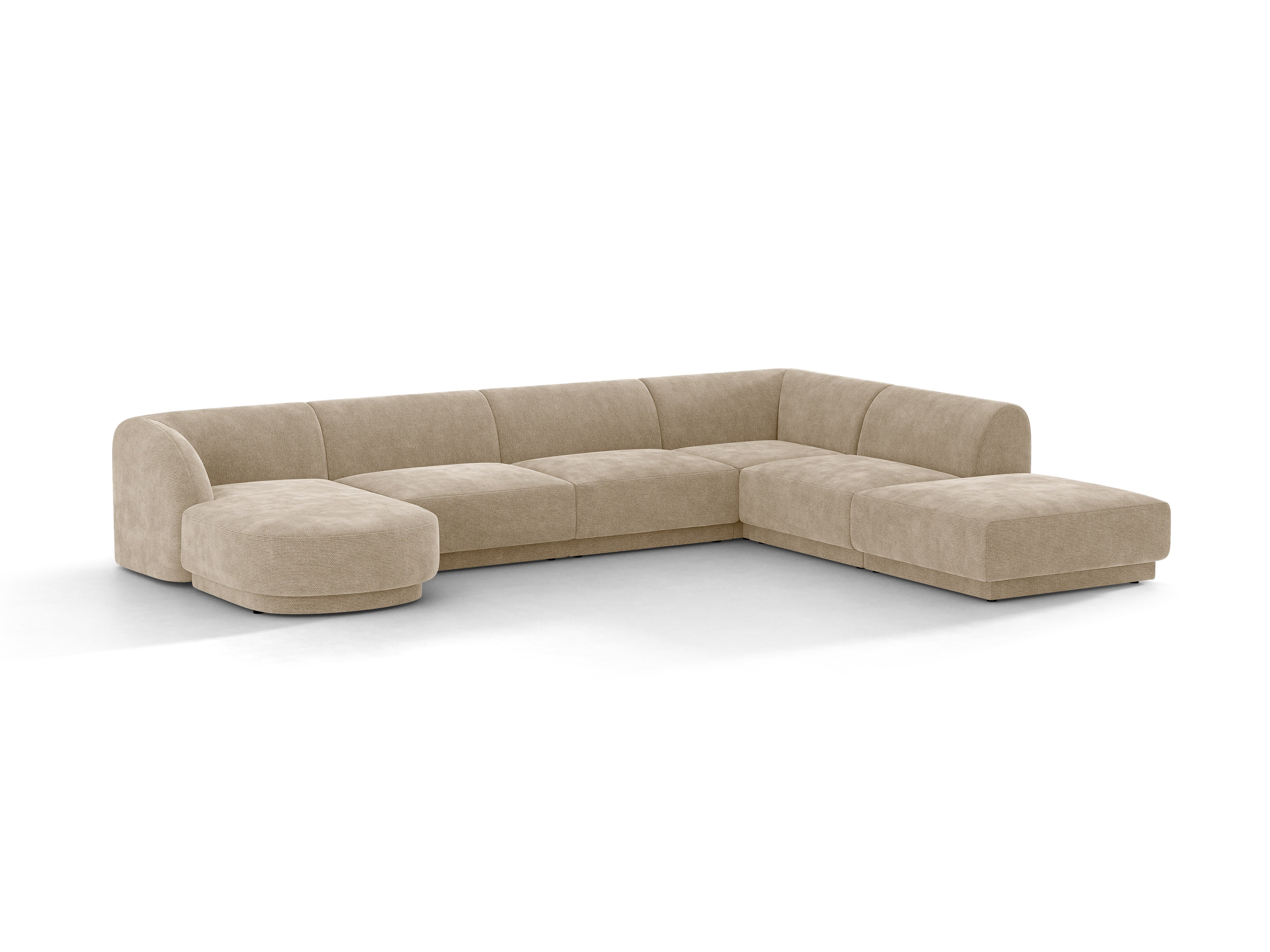 Narożnik w kształcie U prawostronny MILEY beżowy szenil – sofa narożna