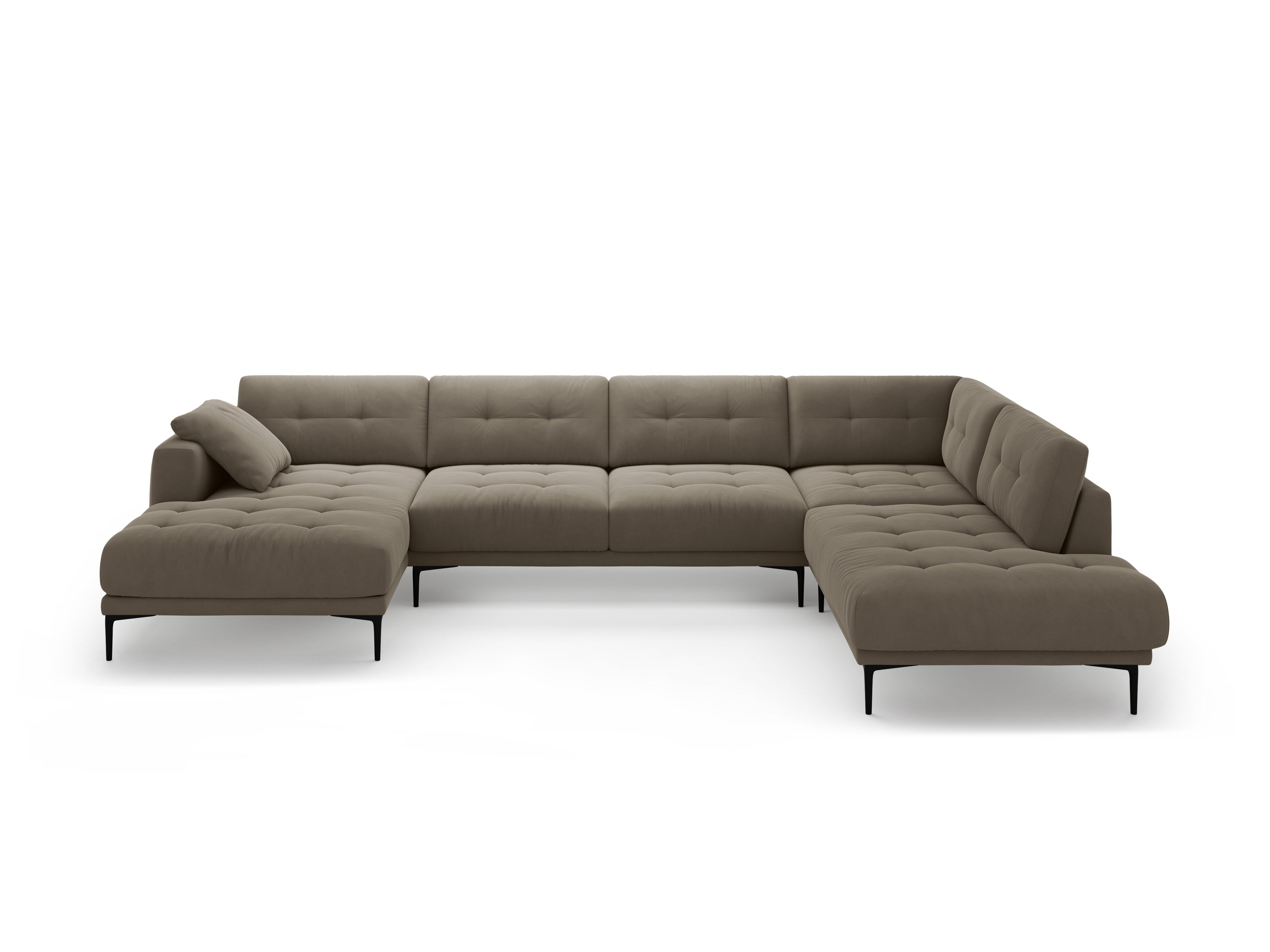 Right-sided panoramic corner sofa velvet BEMY gray-brown