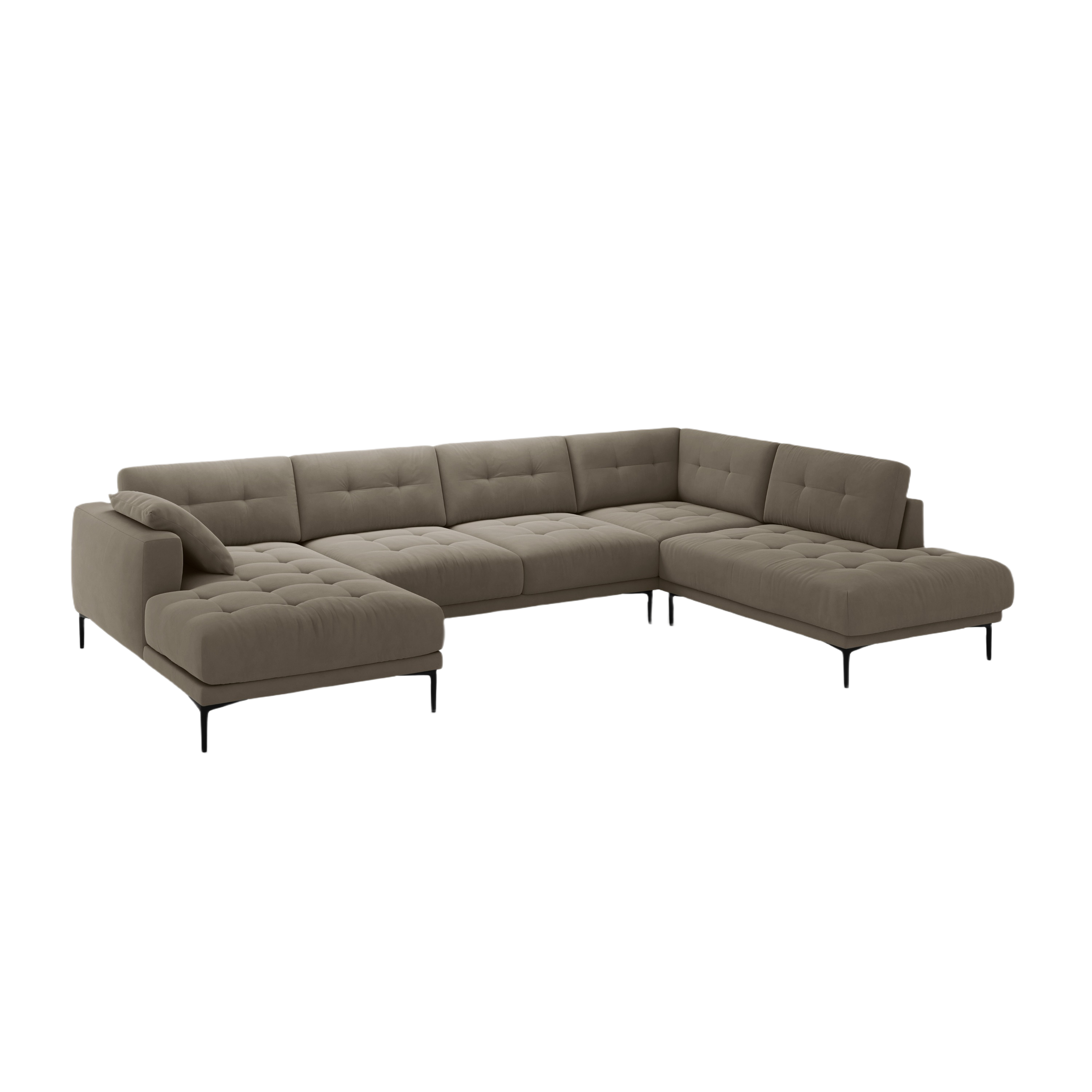 Right-sided panoramic corner sofa velvet BEMY gray-brown