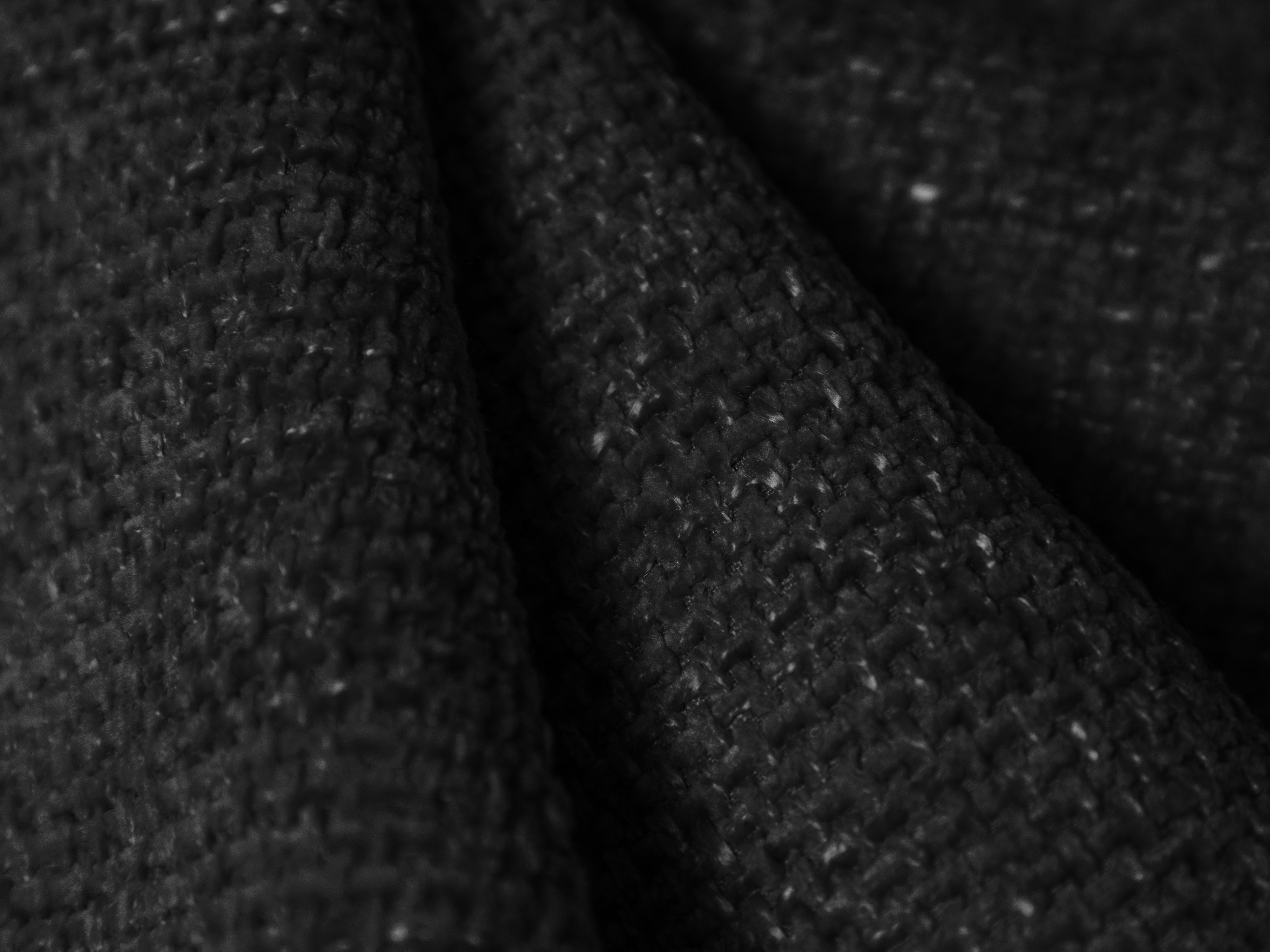 Sofa panoramiczna w tkaninie szenilowej MILEY czarny Micadoni    Eye on Design