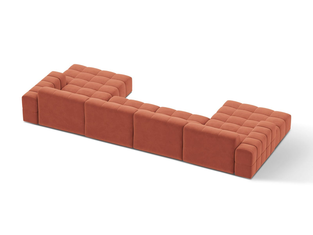 Sofa aksamitna panoramiczna 6-osobowa JENNIFER koralowy Venus – ujęcie tylne