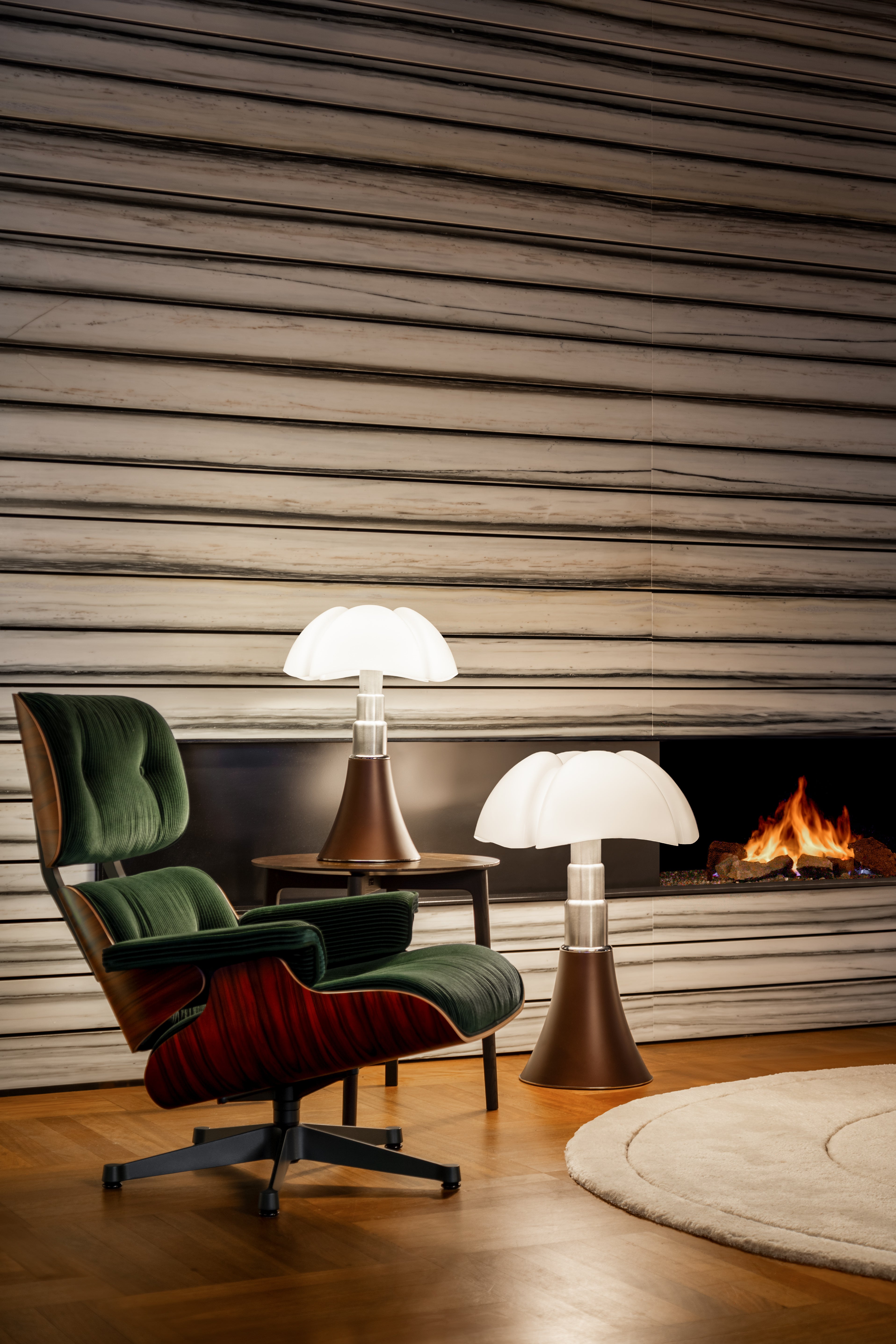PIPISTRELLO MEDIUM Table Lamp with Opal Shade and Brown Matte Base