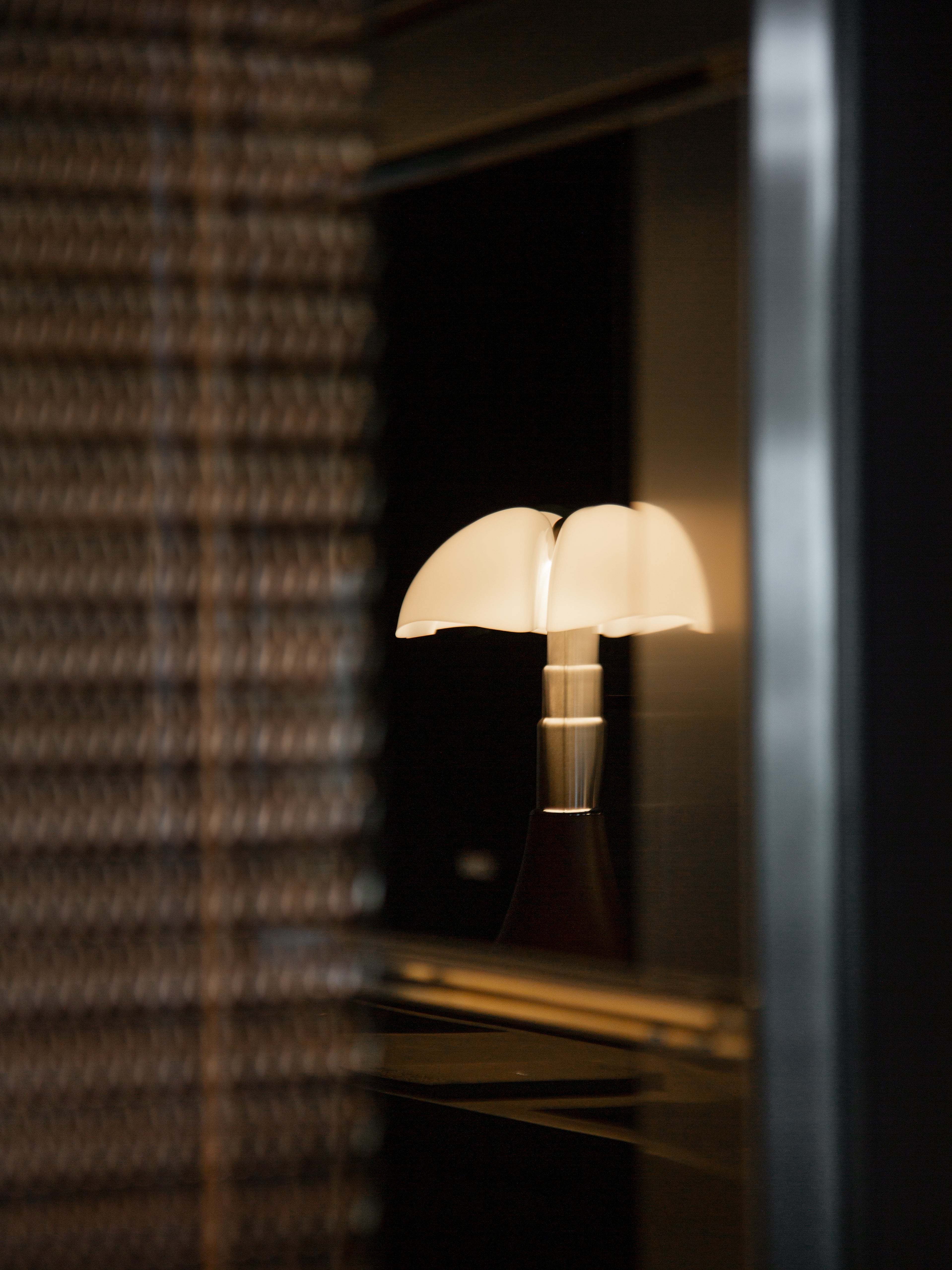 PIPISTRELLO MEDIUM Table Lamp with Opal Shade and Brown Matte Base