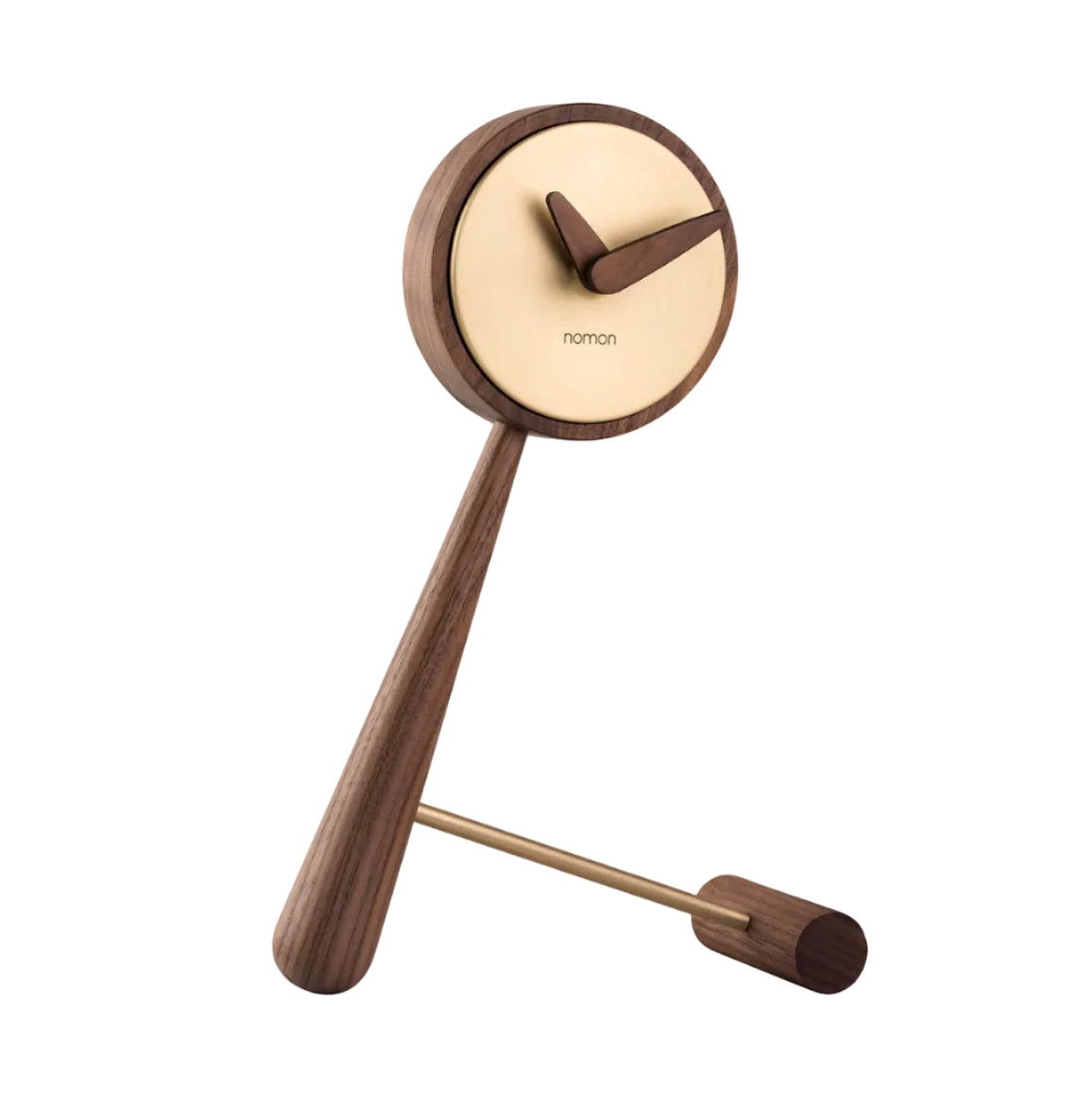 MINI PUNTERO table clock walnut wood with brass finish