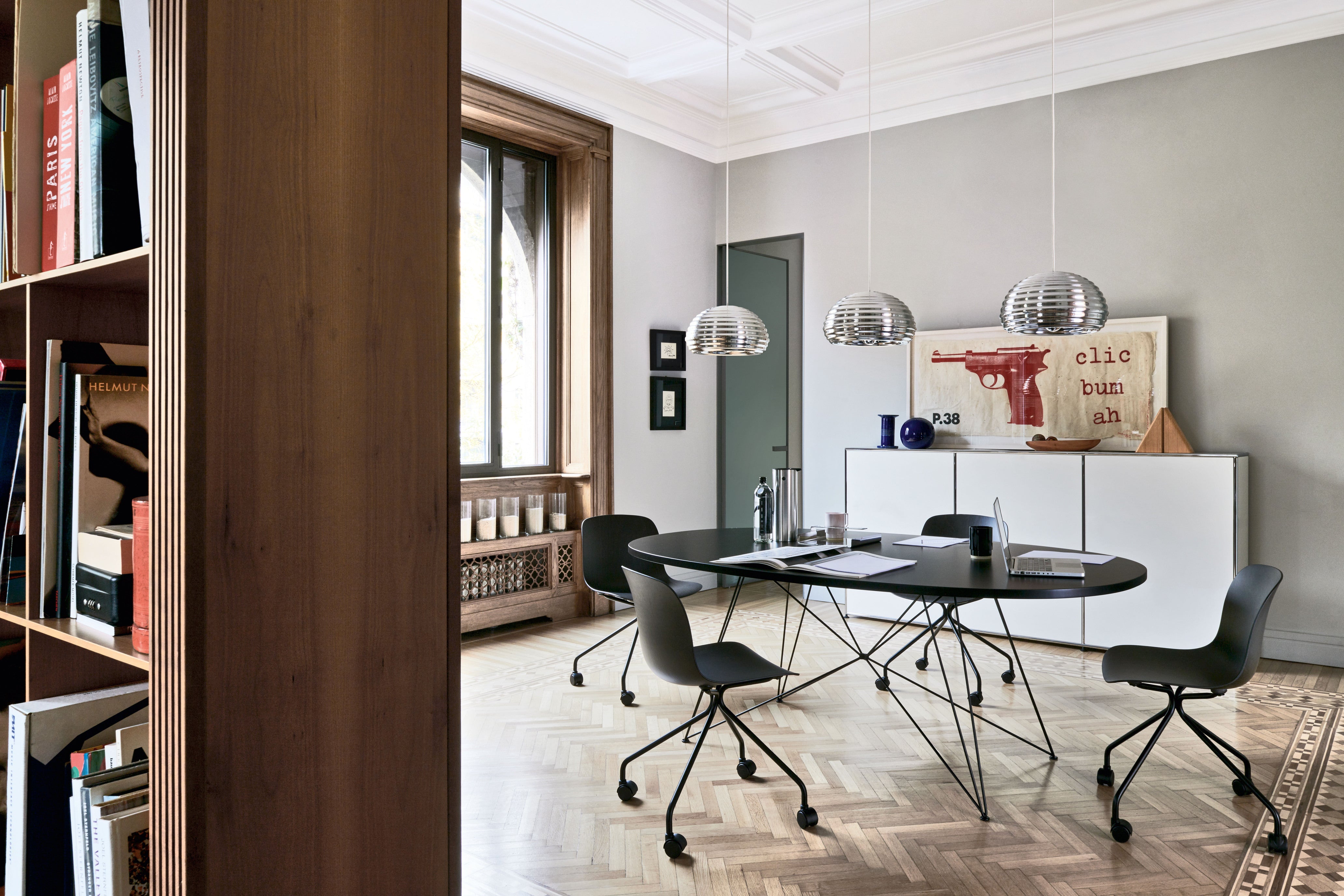 TROY office chair dark beech wood