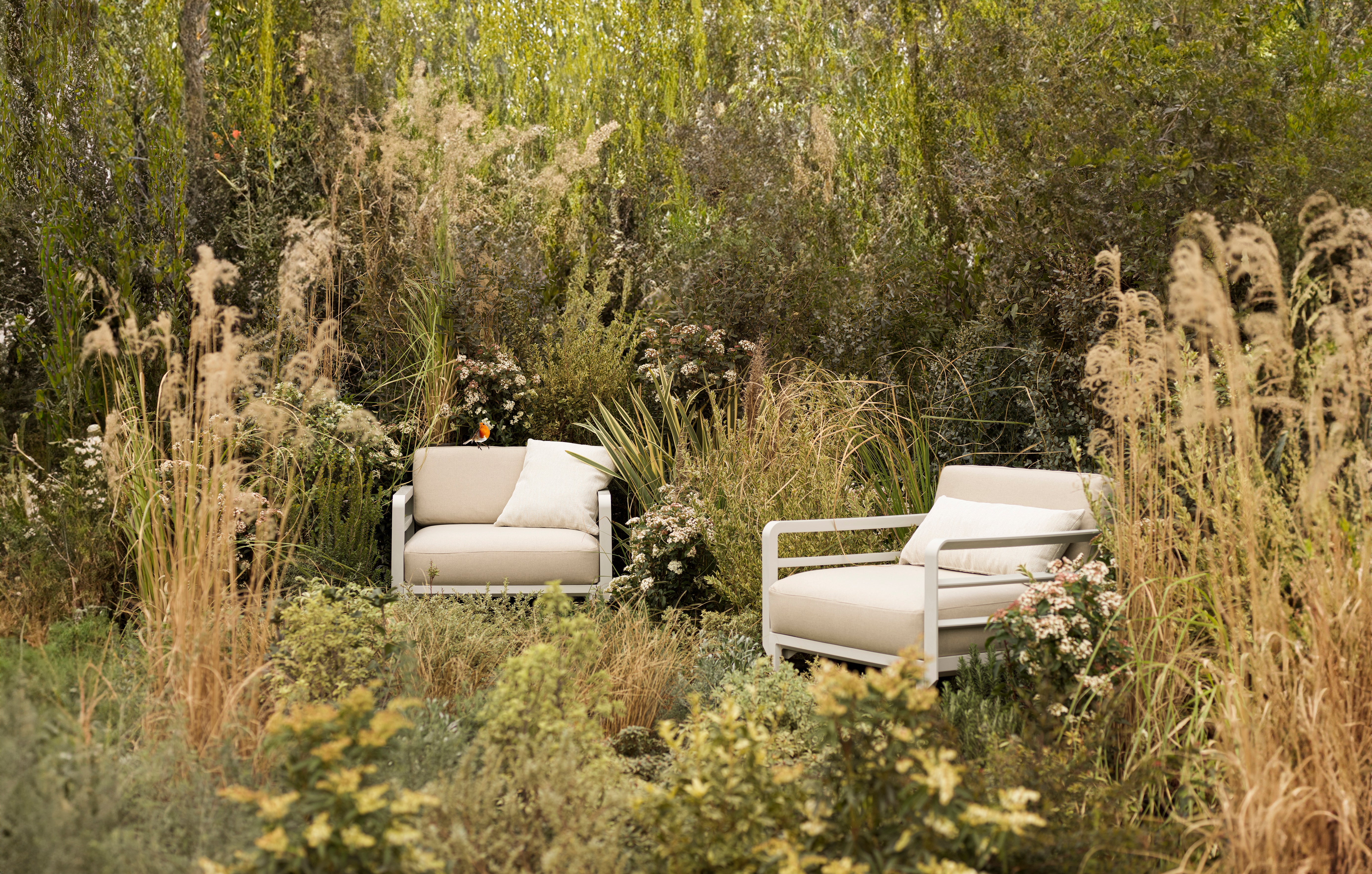 MAXIMO 5 Modular Outdoor Corner Sofa in Thyme Green with Chalk Base