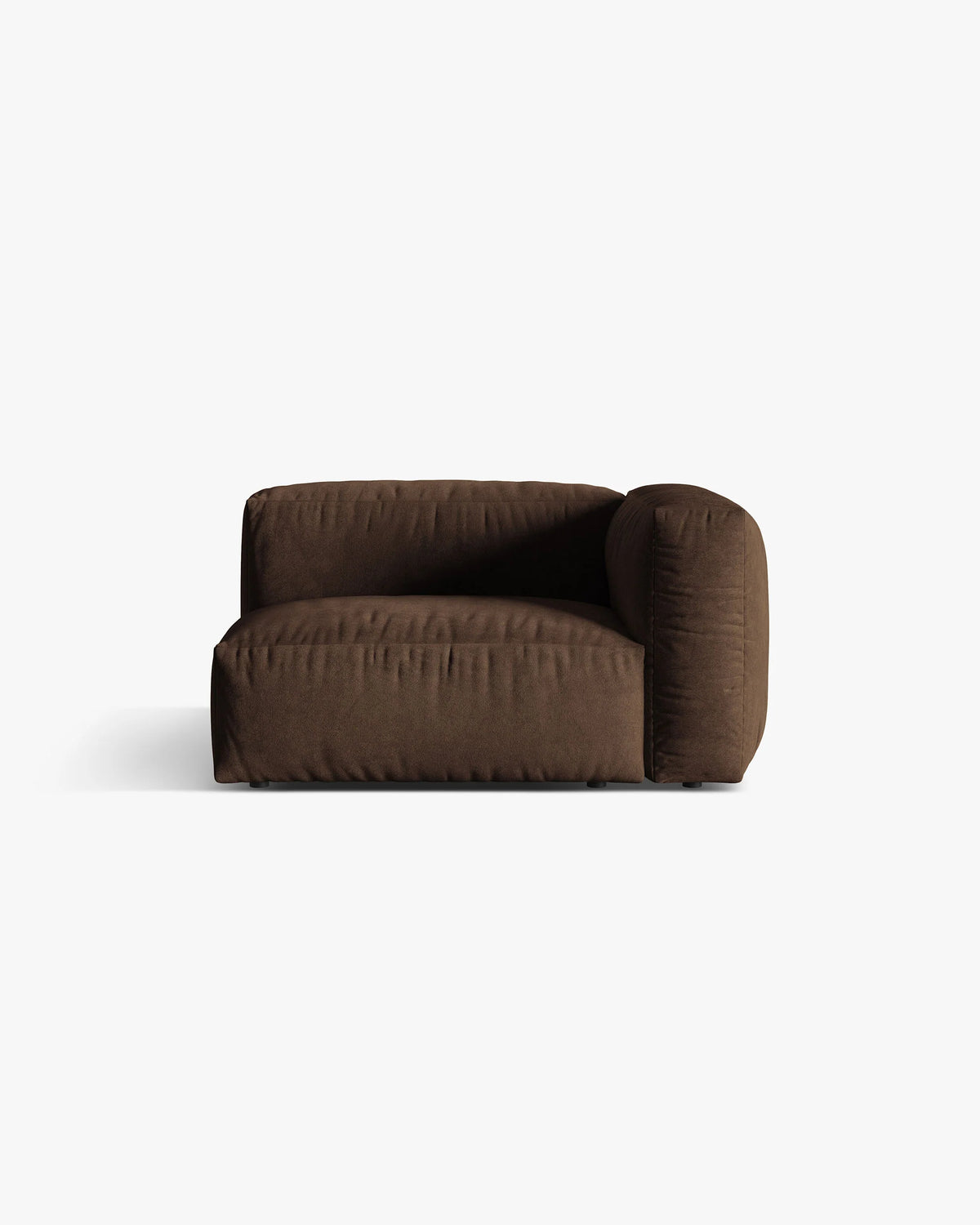Sofa modułowa aksamitna MARTINA - moduł prawostronny czekoladowy