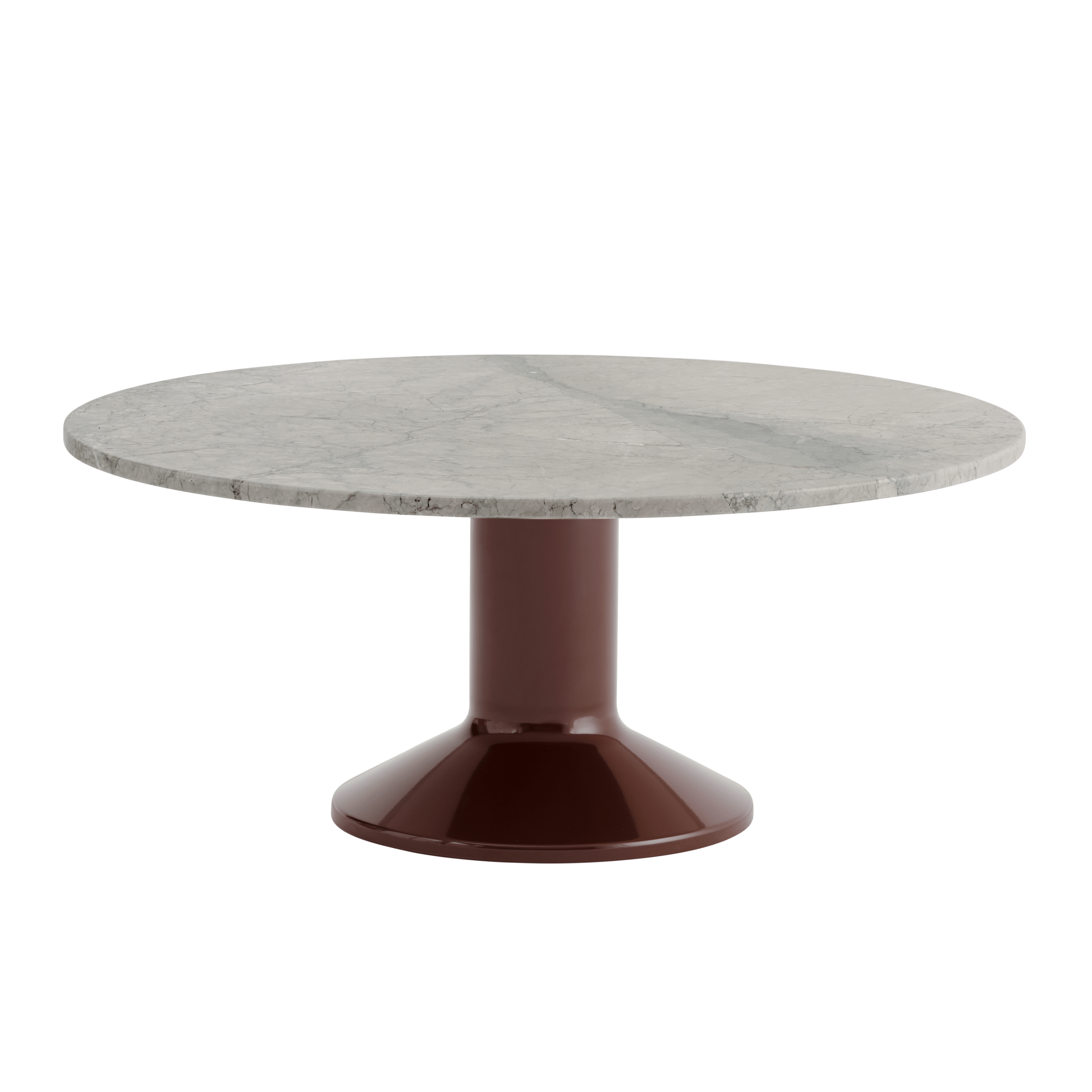 MIDST Coffee Table Gray Marble with Burgundy Base