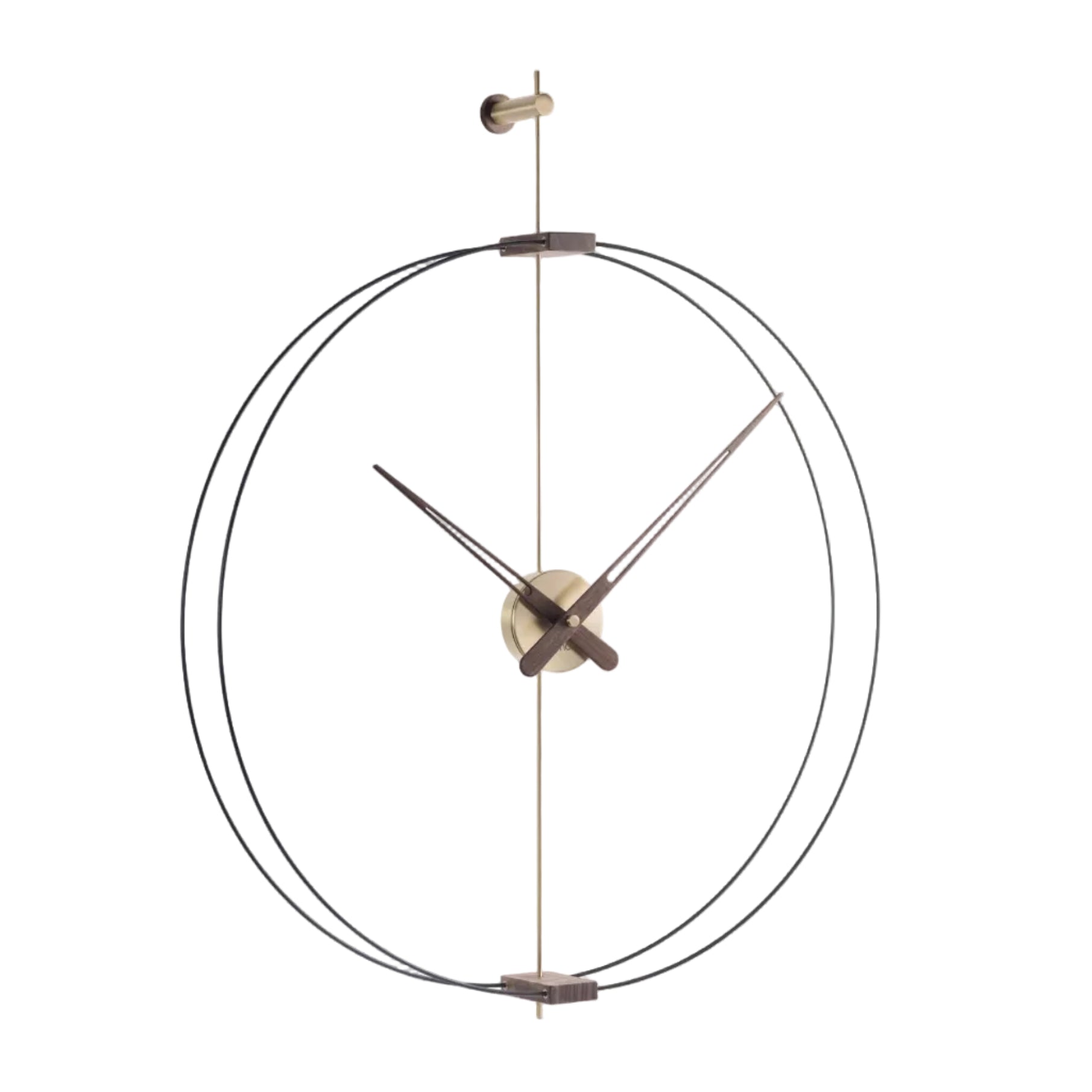 BARCELONA MINI wall clock walnut wood with black and gold