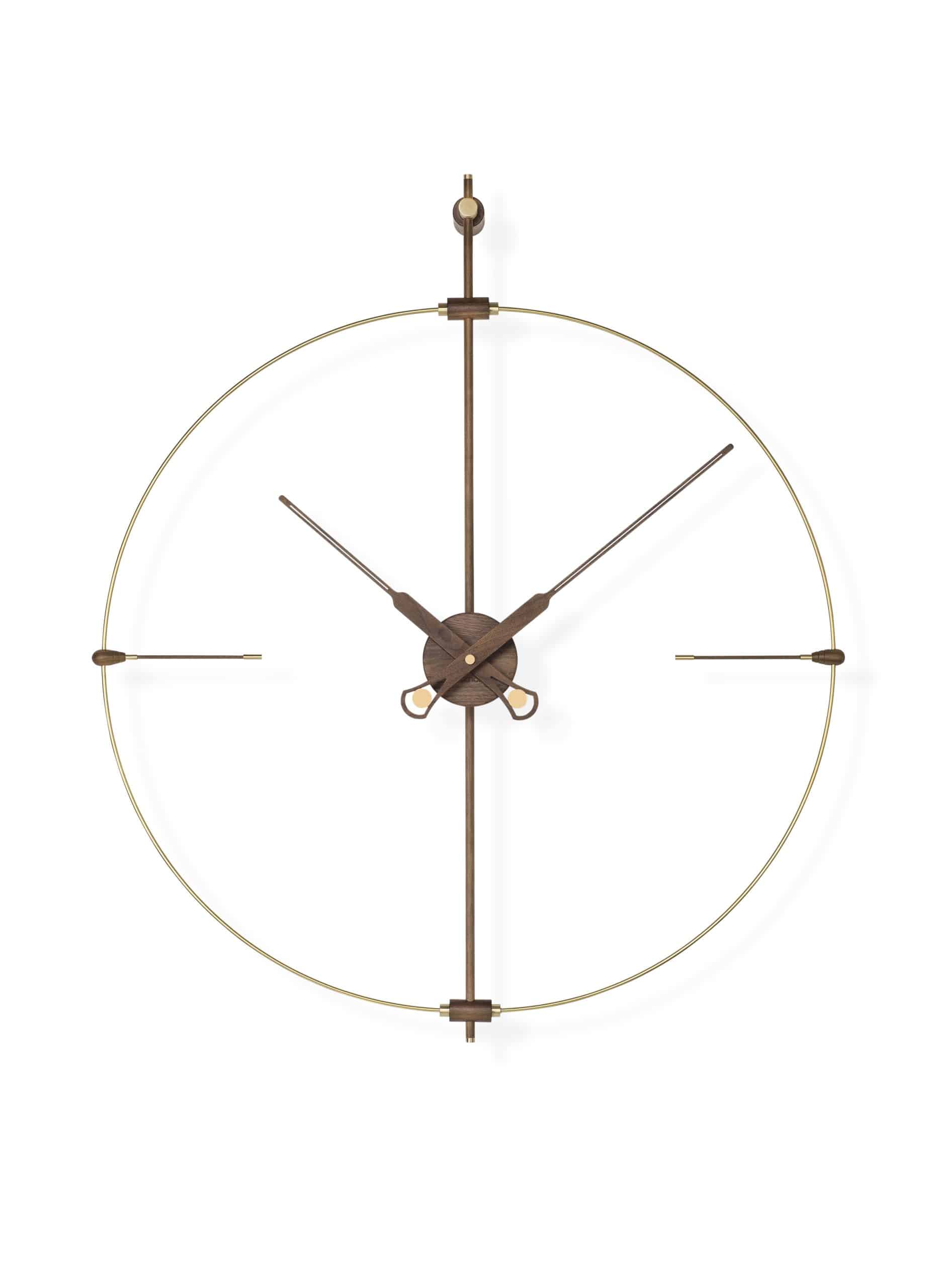 MINI BILBAO PREMIUM wall clock walnut wood with brass finish