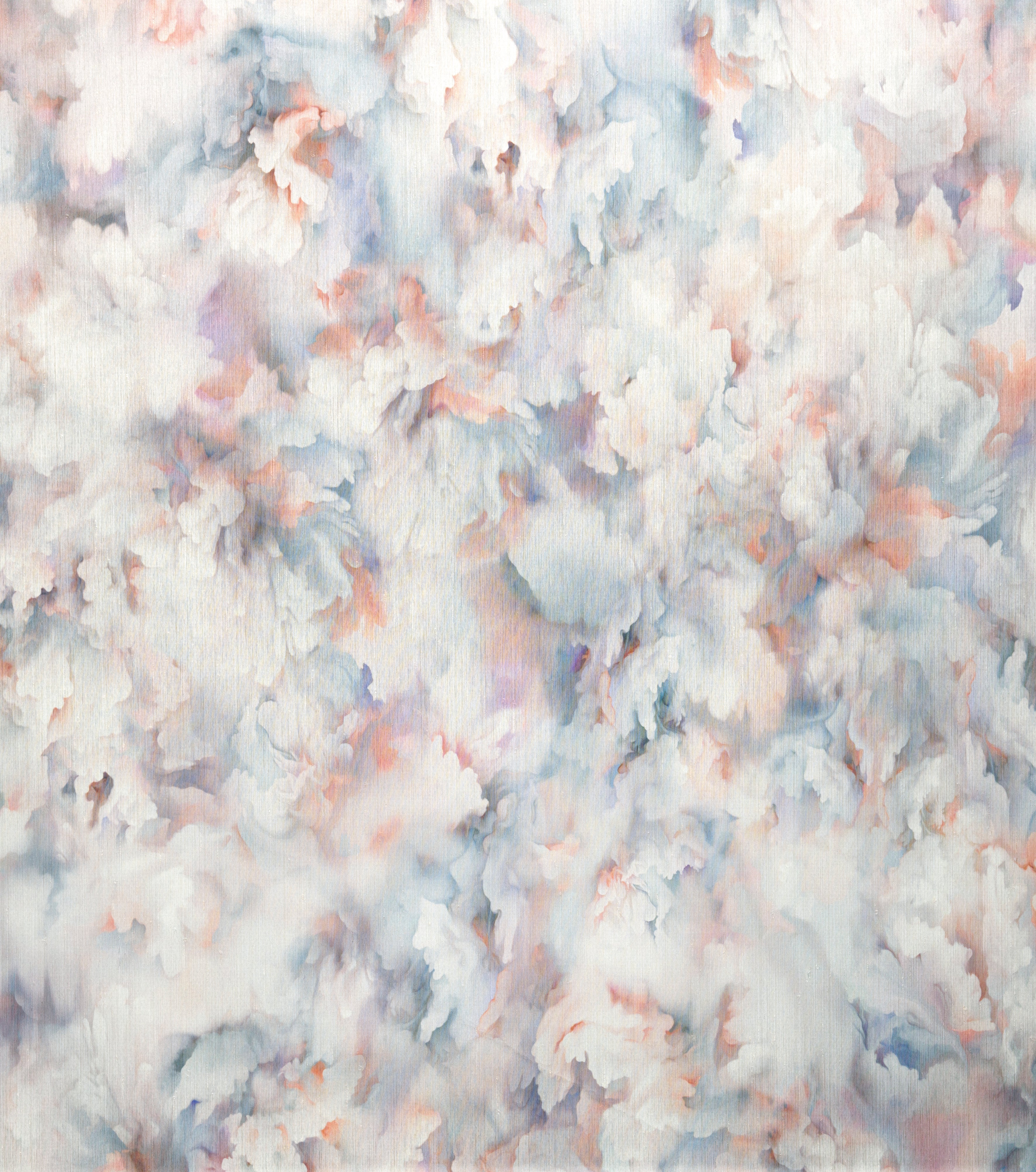 Tapeta tekstylna jedwabna z motywem płatków kwiatów SILK BOMBIS różowy z niebieskim