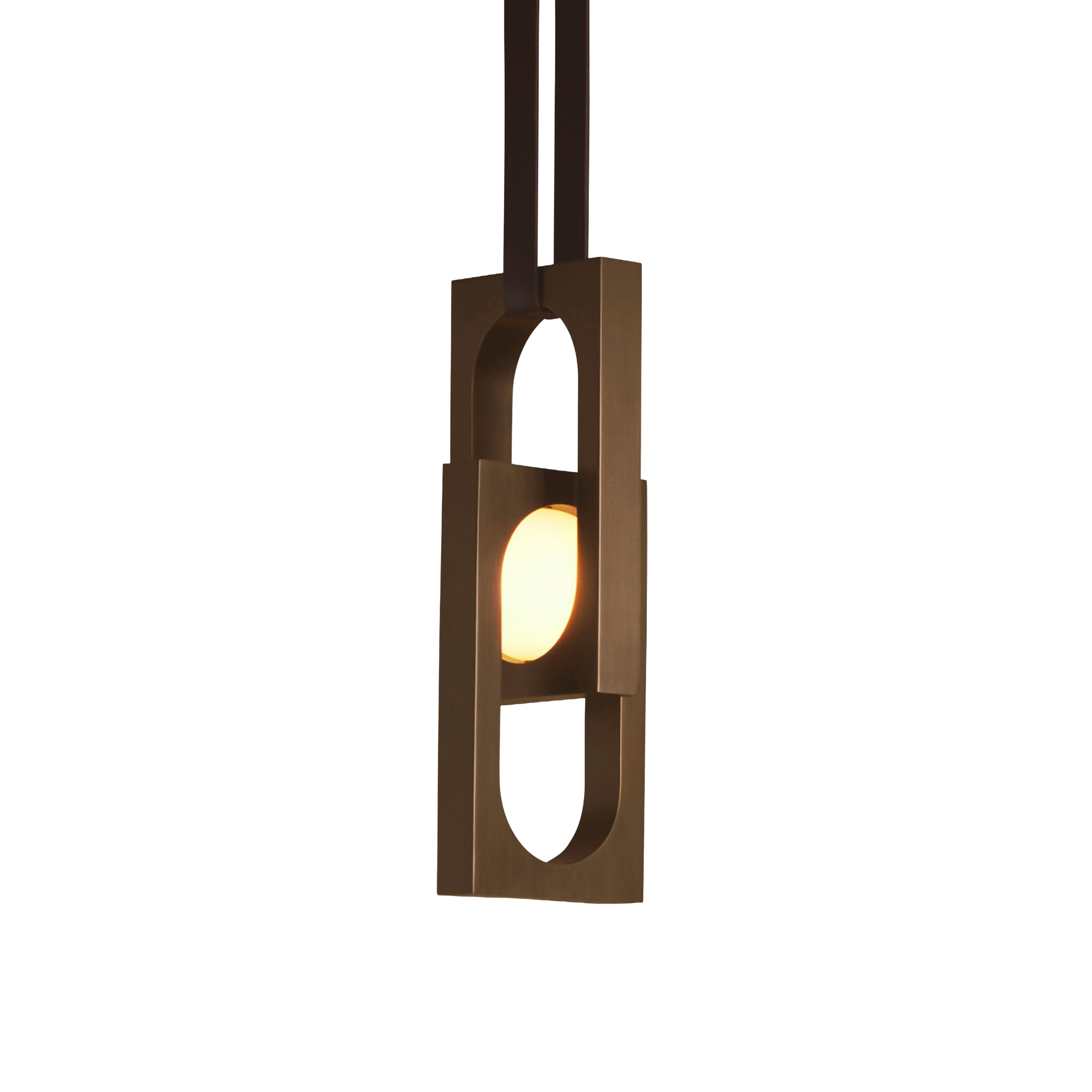 Lampa wisząca MYTHOS DUO opalowy klosz z czernionym mosiądzem
