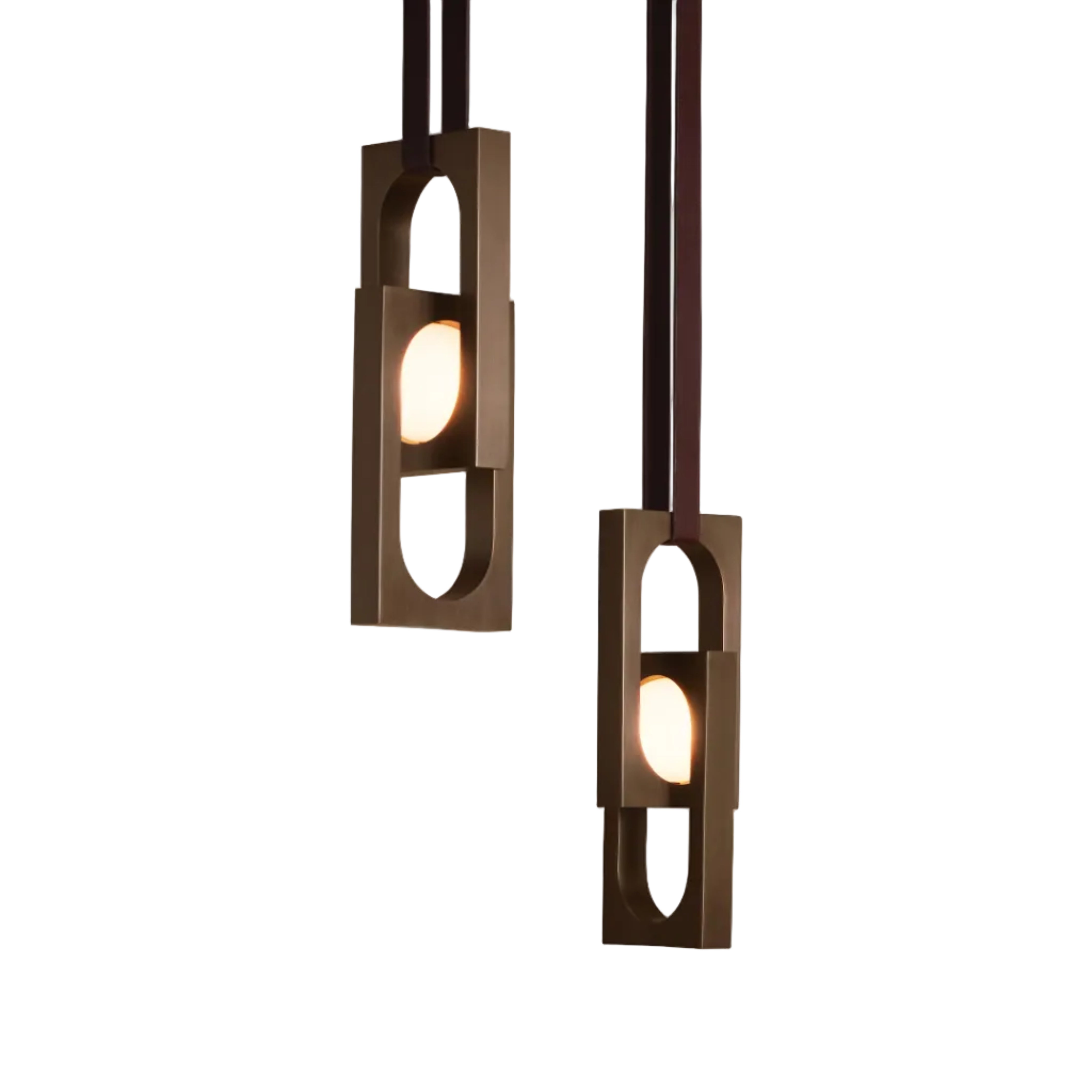 Lampa wisząca MYTHOS DUO opalowy klosz z czernionym mosiądzem
