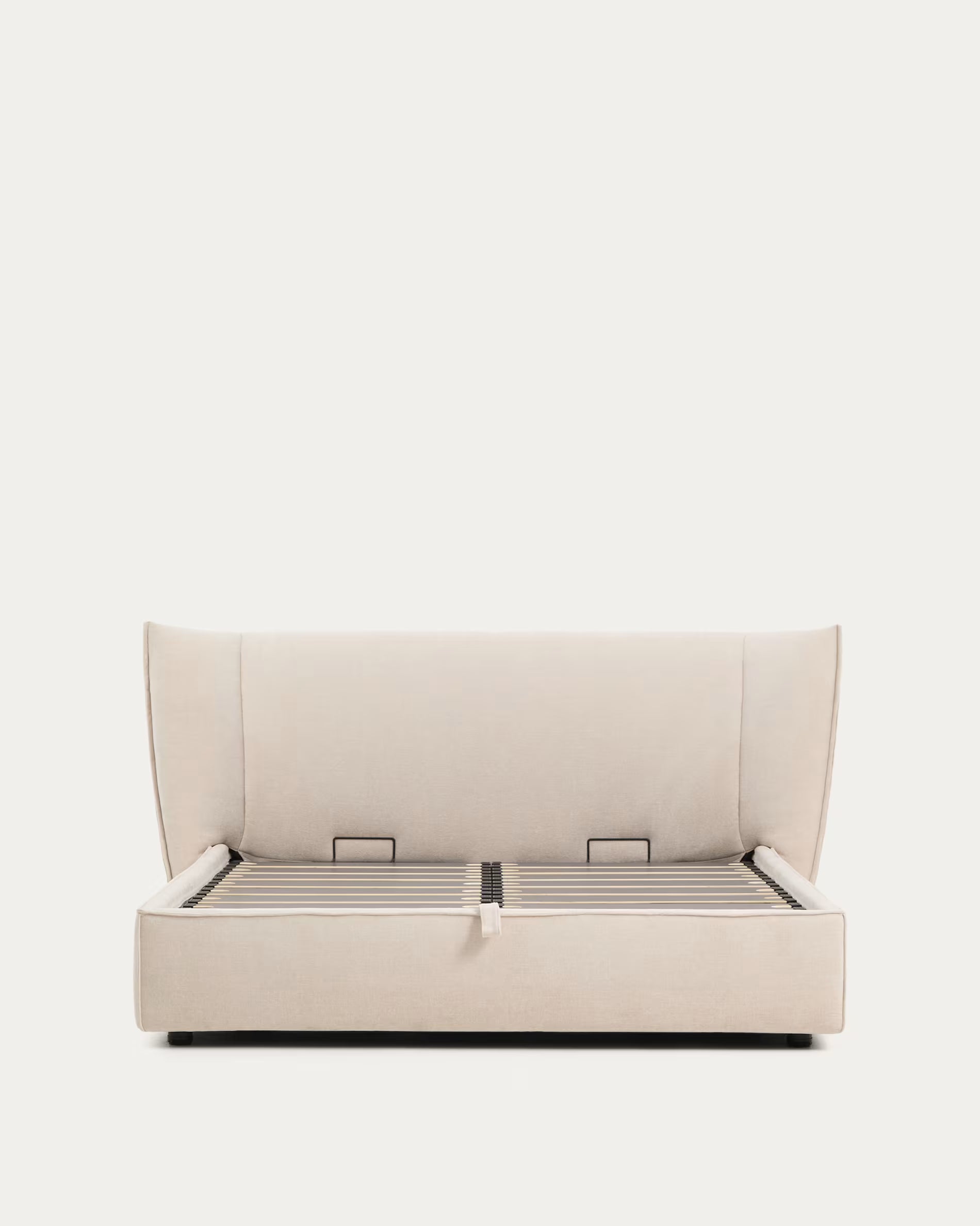 ARVIAN bed with bedding storage beige chenille