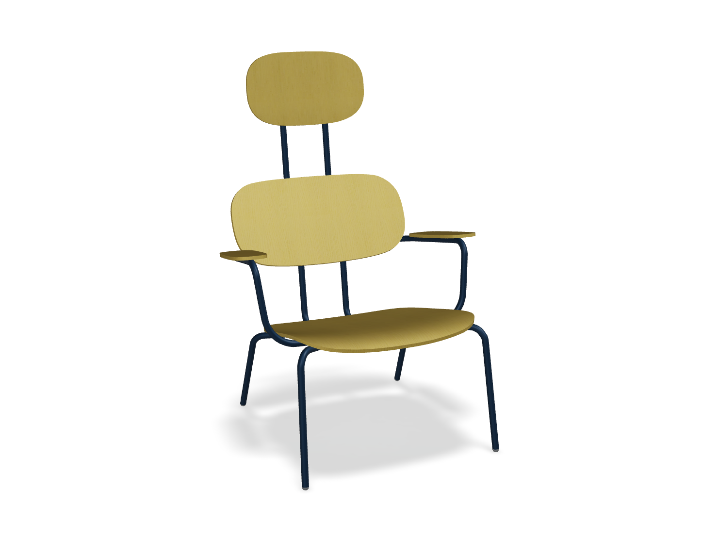 Fotel z zagłówkiem NEW SCHOOL LOUNGE niebieska podstawa – .mdd