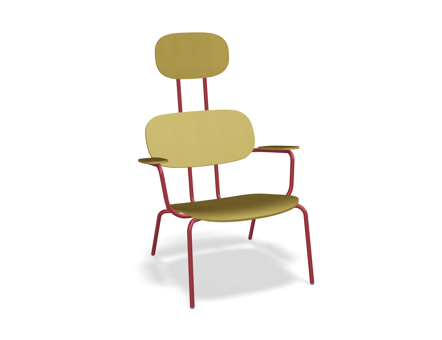 Fotel z zagłówkiem NEW SCHOOL LOUNGE czerwona podstawa – .mdd