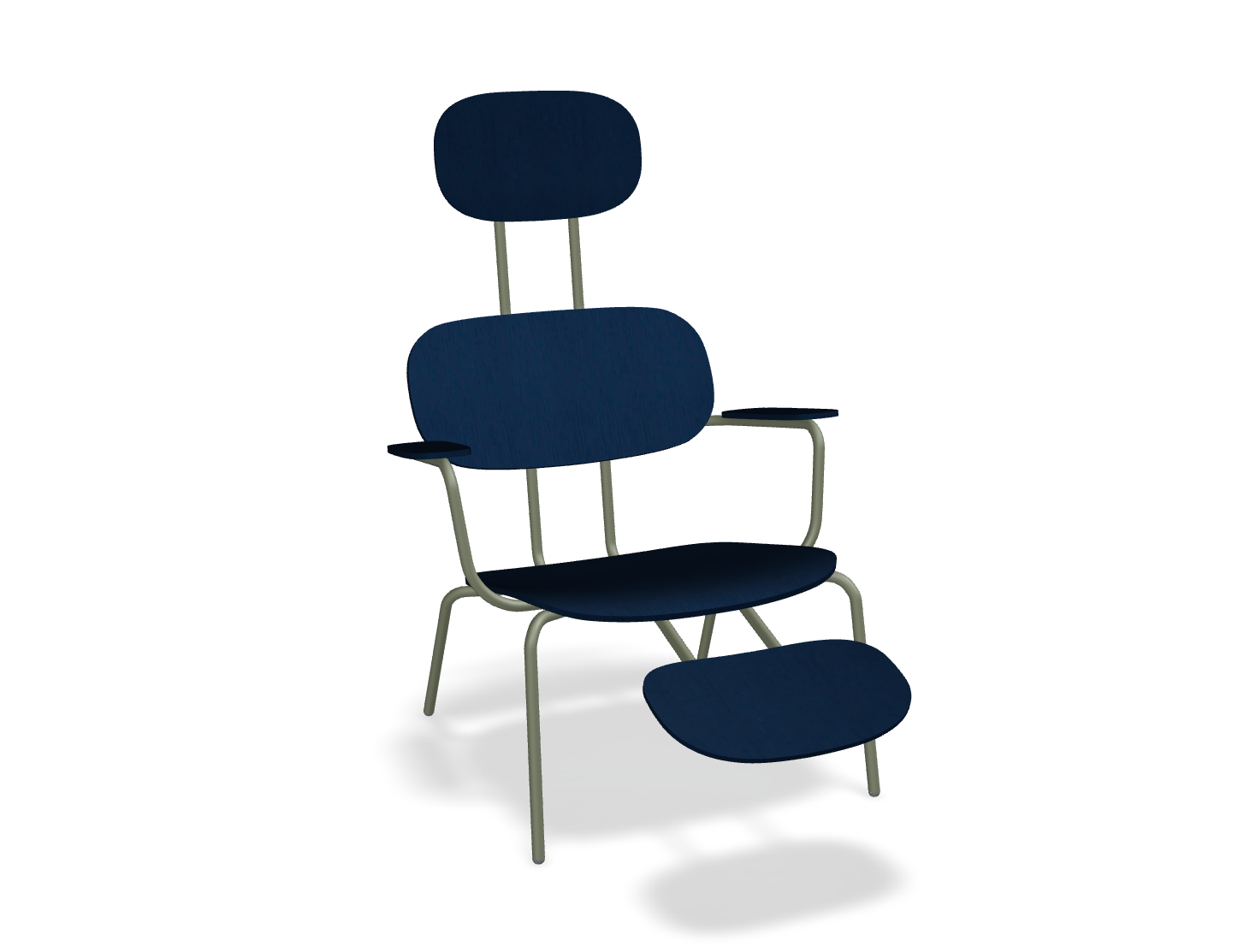 Fotel z zagłówkiem NEW SCHOOL LOUNGE oliwkowa podstawa do salonu