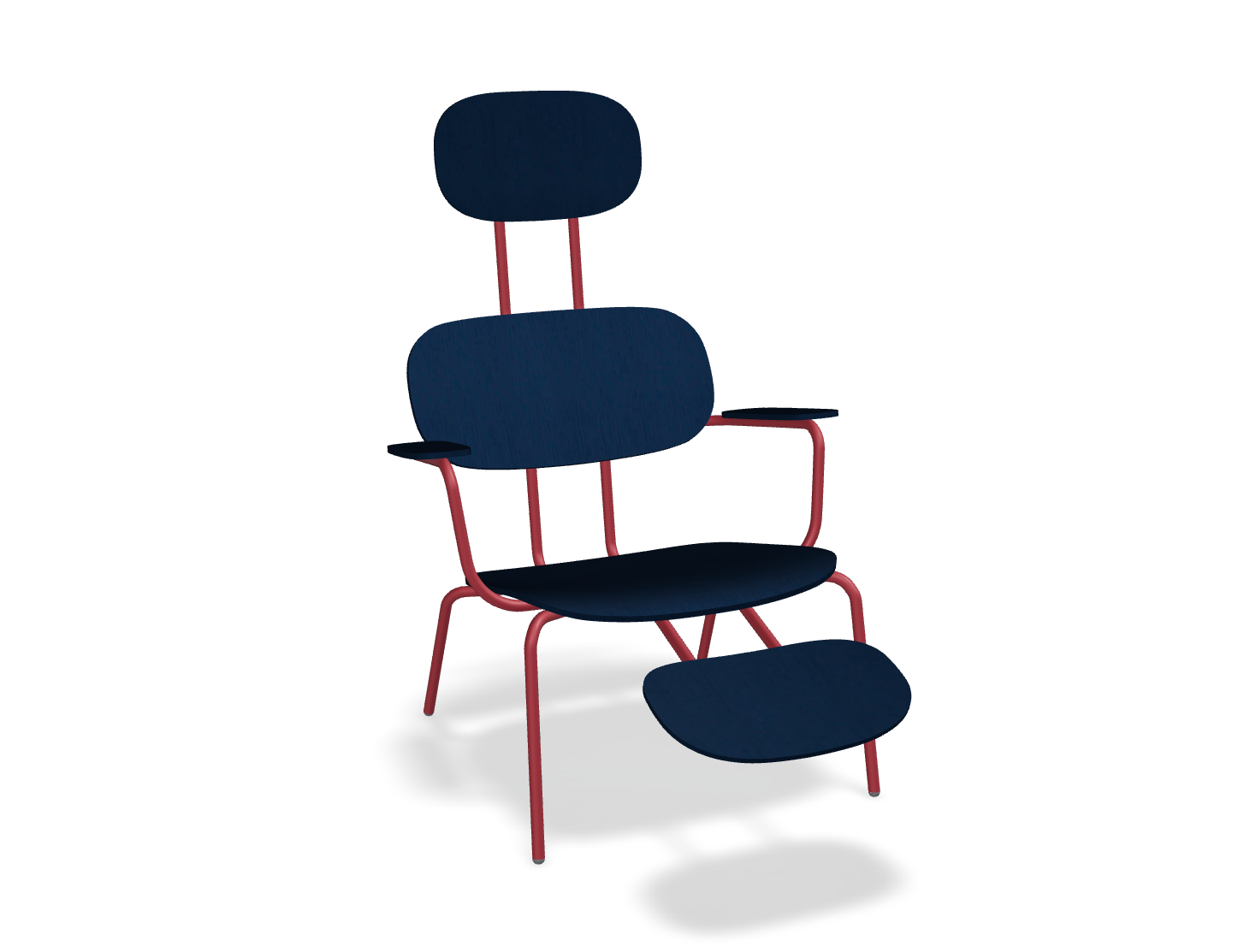 Fotel z zagłówkiem NEW SCHOOL LOUNGE czerwona podstawa – .mdd
