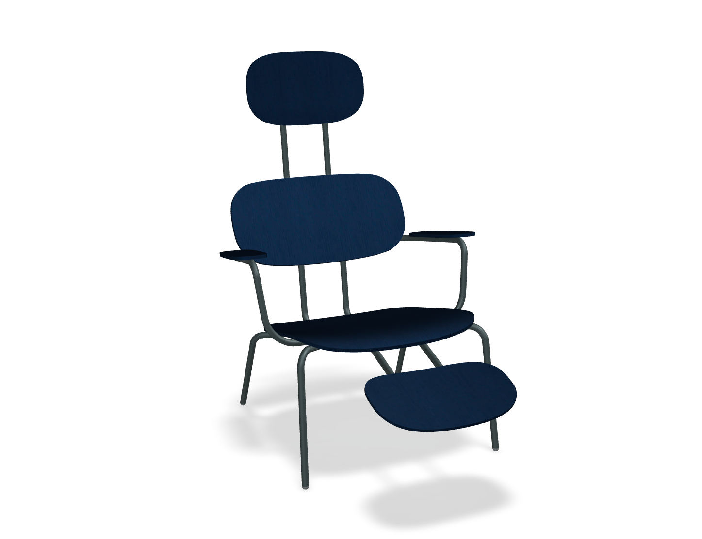 Fotel z zagłówkiem NEW SCHOOL LOUNGE ciemnozielona podstawa do salonu