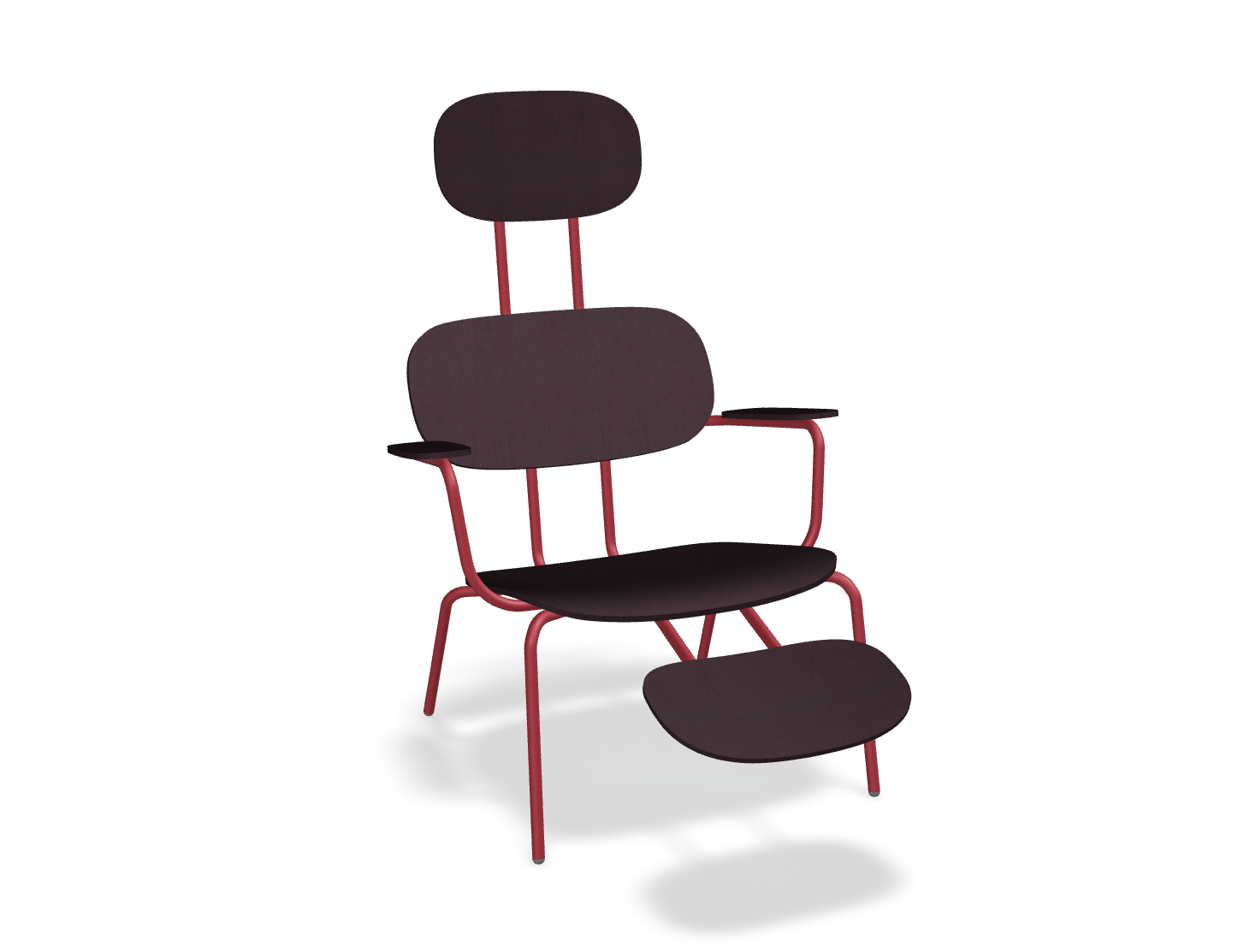 Fotel z zagłówkiem NEW SCHOOL LOUNGE czerwona podstawa – .mdd