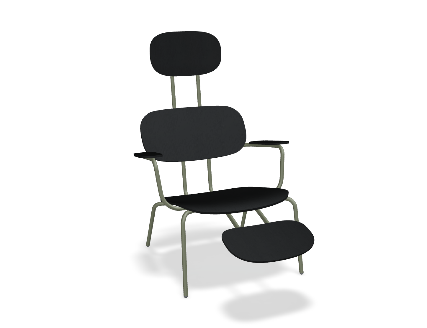Fotel z zagłówkiem NEW SCHOOL LOUNGE oliwkowa podstawa – .mdd