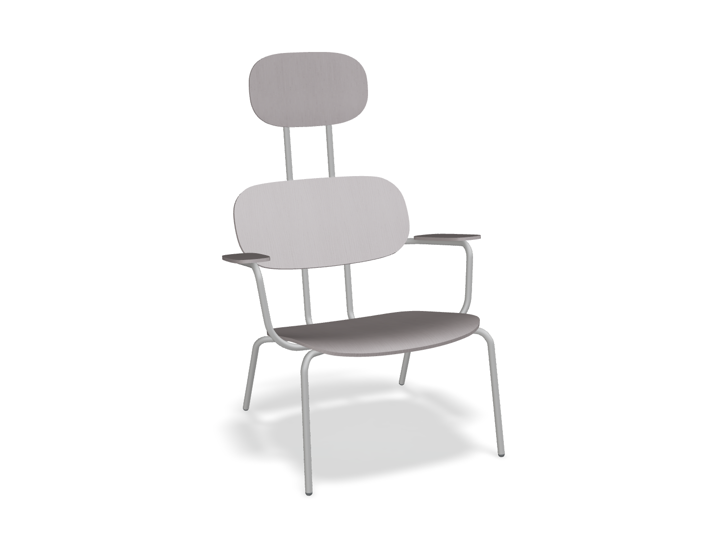 Fotel z zagłówkiem NEW SCHOOL LOUNGE jasnoszara podstawa – .mdd