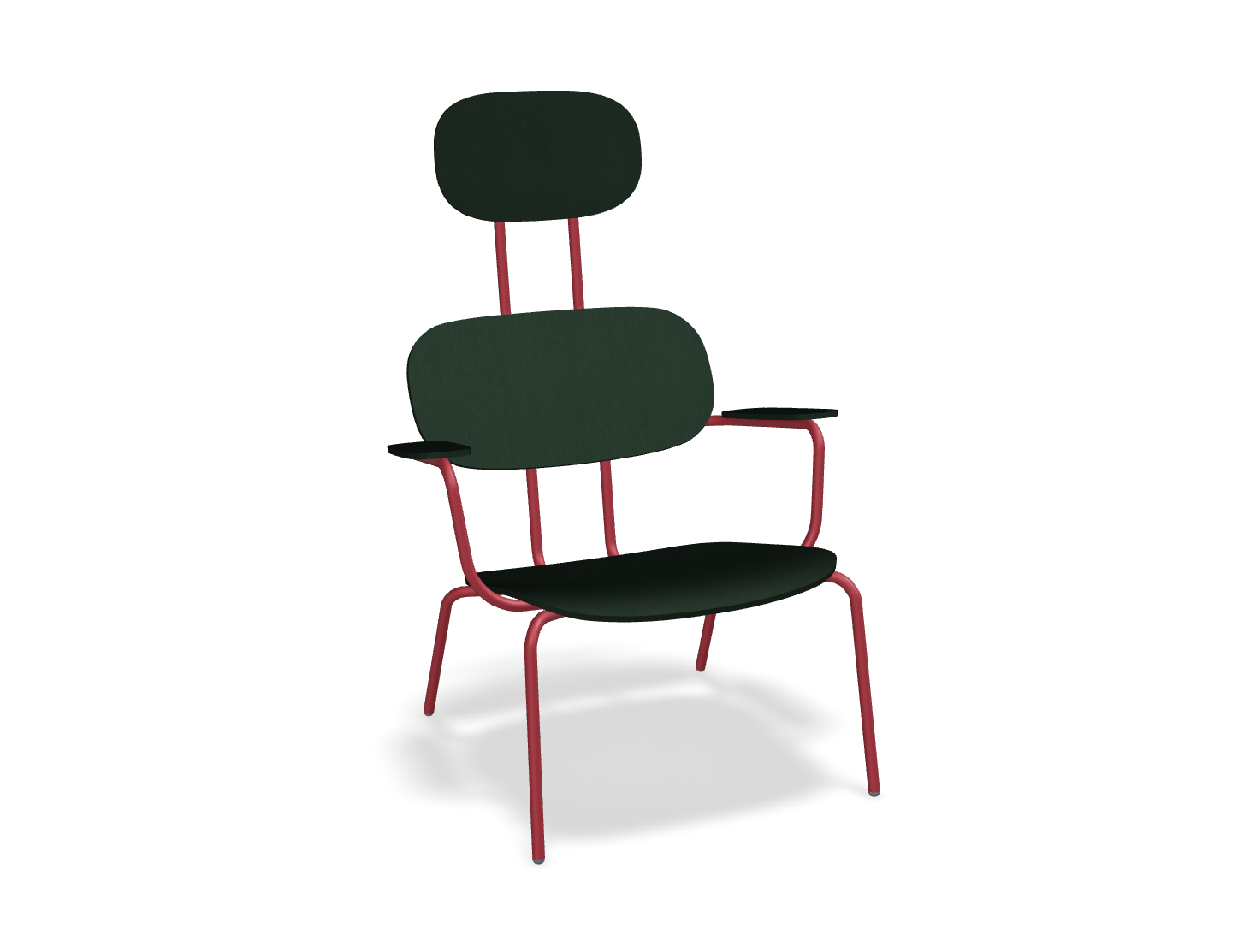 Fotel z zagłówkiem NEW SCHOOL LOUNGE czerwona podstawa – .mdd