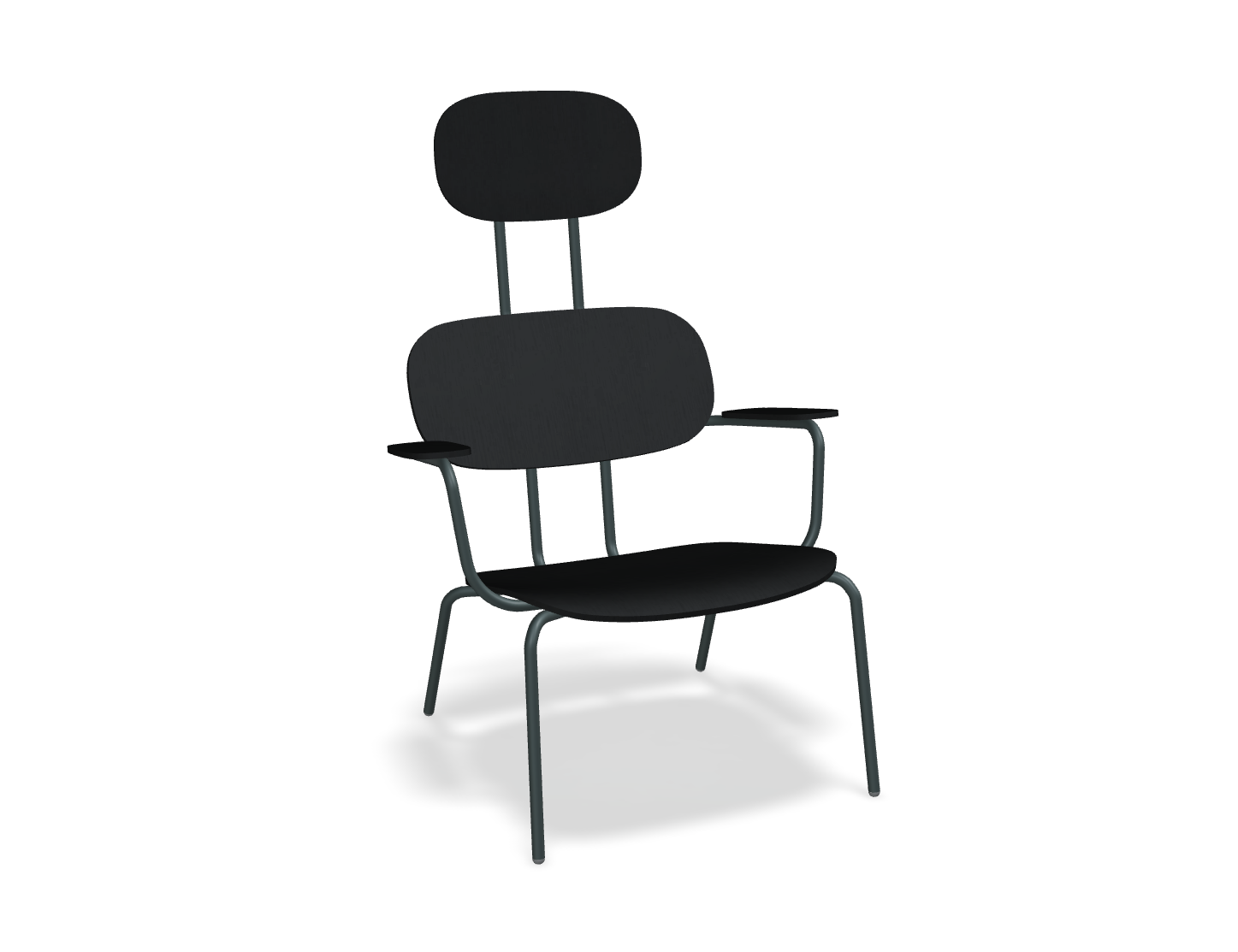 Fotel z zagłówkiem NEW SCHOOL LOUNGE ciemnozielona podstawa do salonu – .mdd