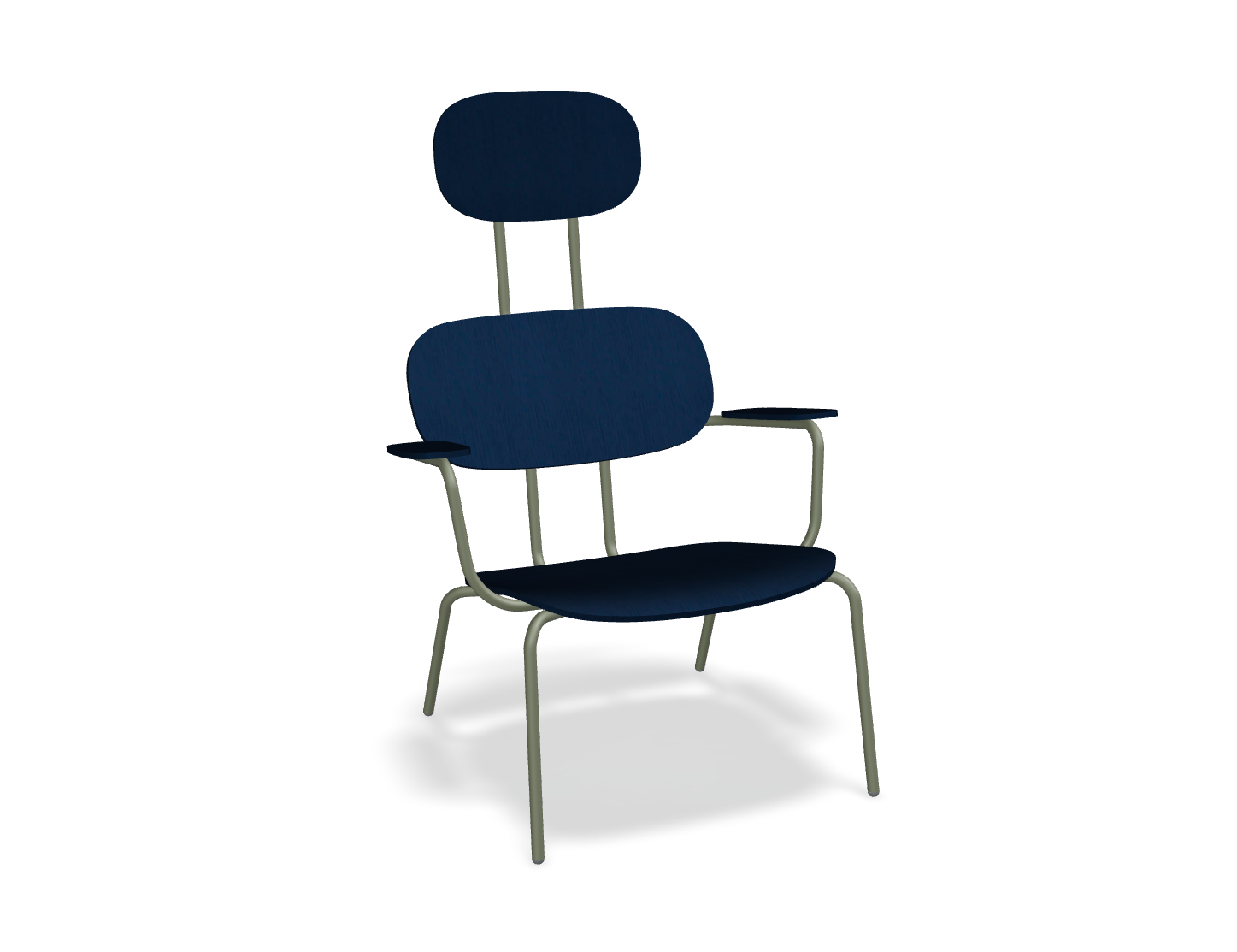 Fotel z zagłówkiem NEW SCHOOL LOUNGE oliwkowa podstawa – .mdd