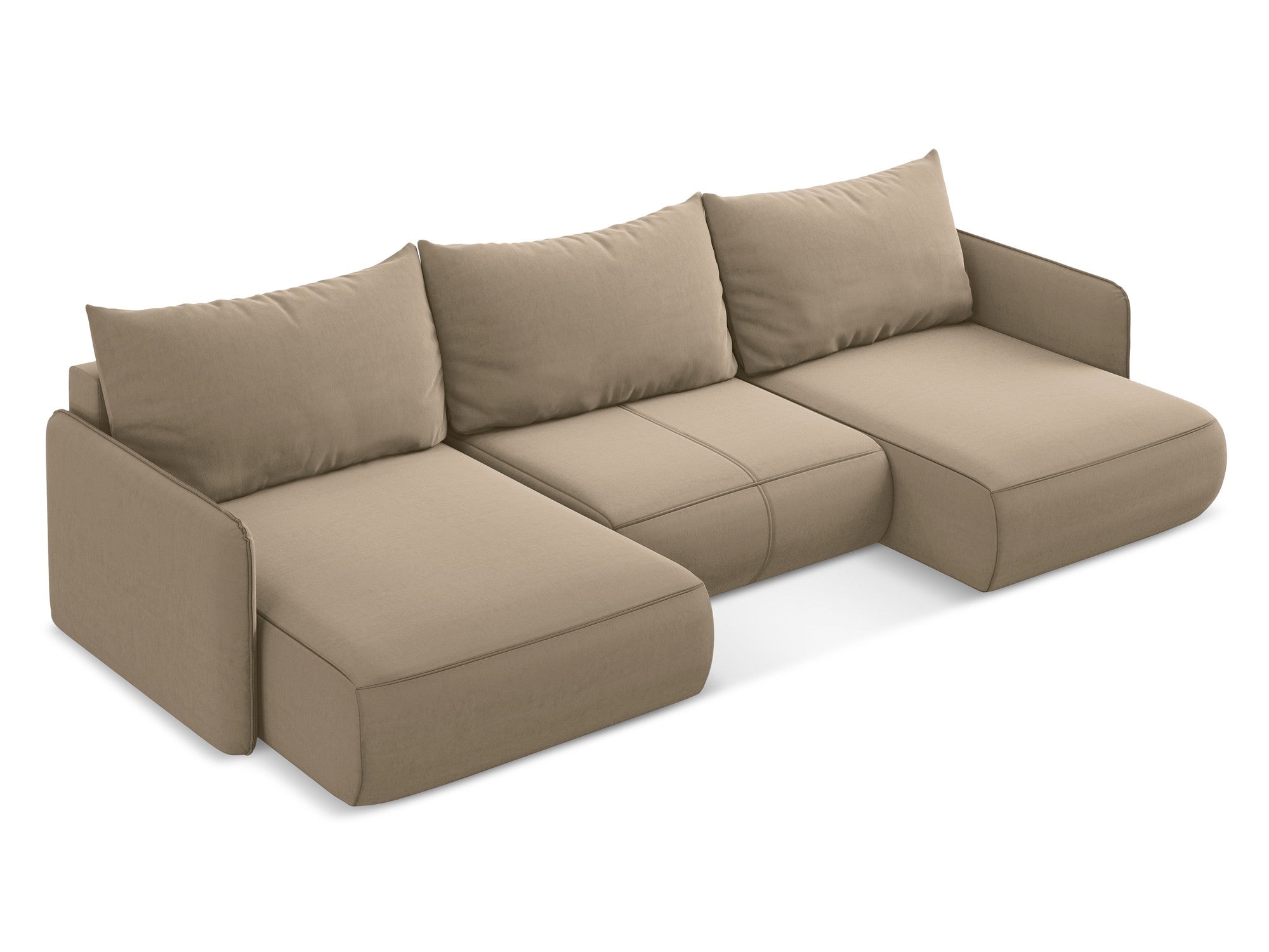 Panoramic Velvet Corner Sofa with Sleeping Function NANEA Dark Beige