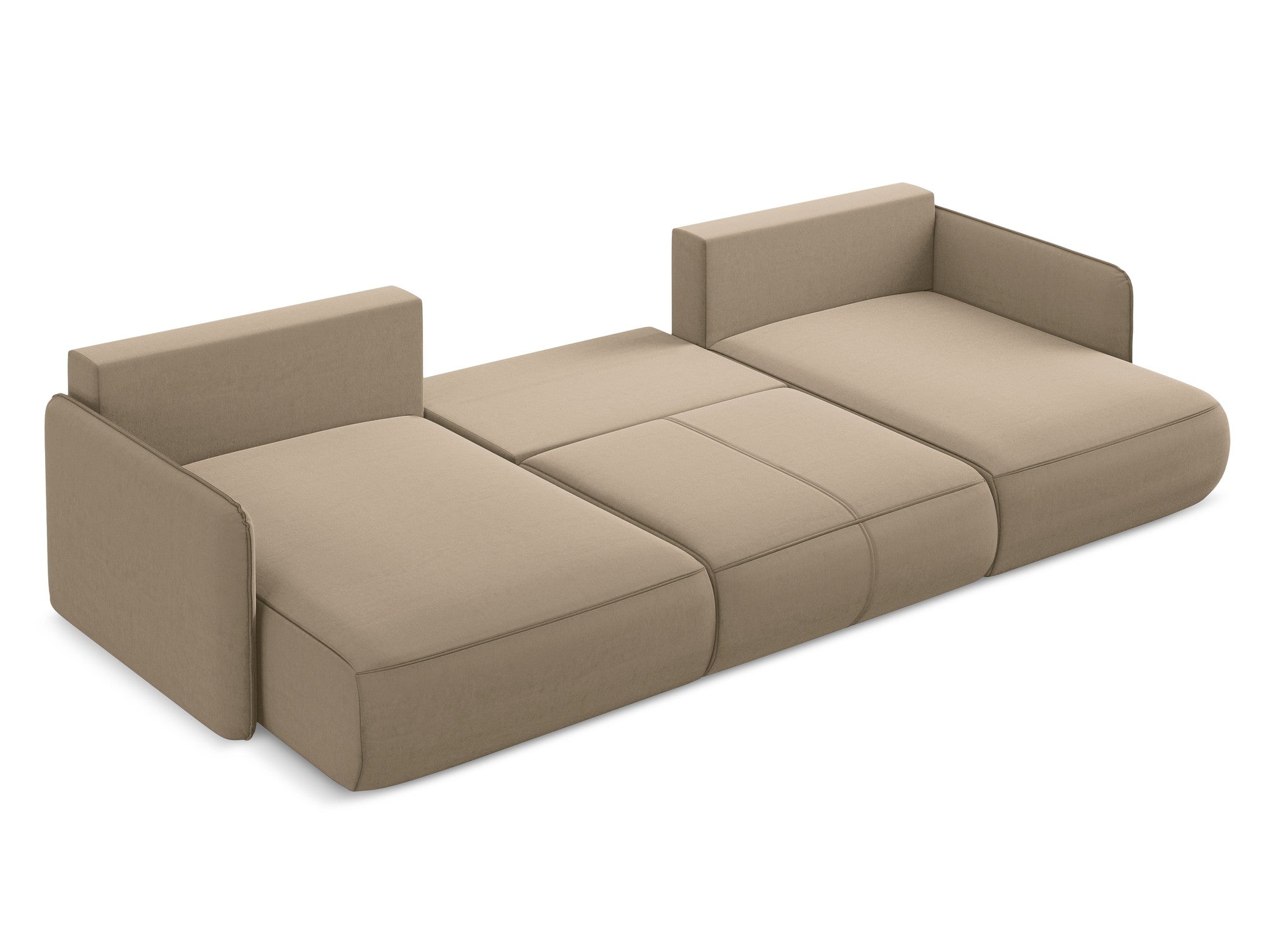Panoramic Velvet Corner Sofa with Sleeping Function NANEA Dark Beige