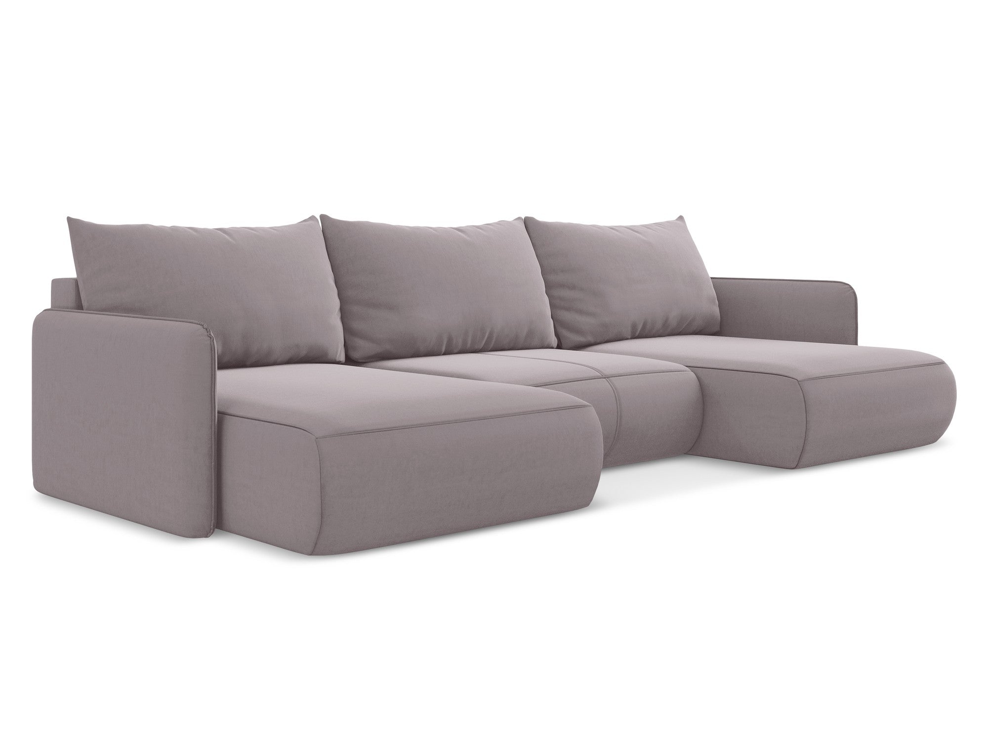 Panoramischer Samt-Ecksofa mit Schlaf-Funktion NANEA lavendel