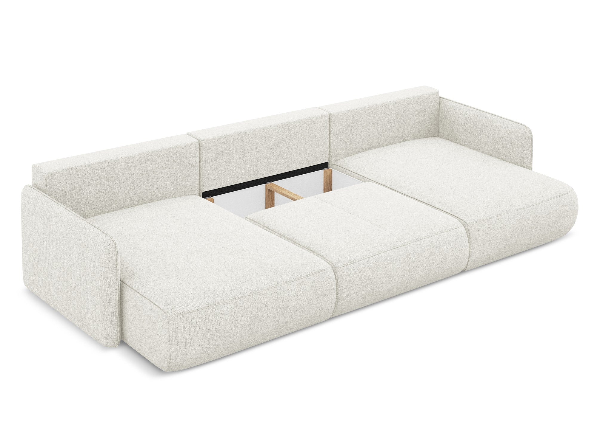 Panoramacouch mit Schlaffunktion NANEA weißer Chenille
