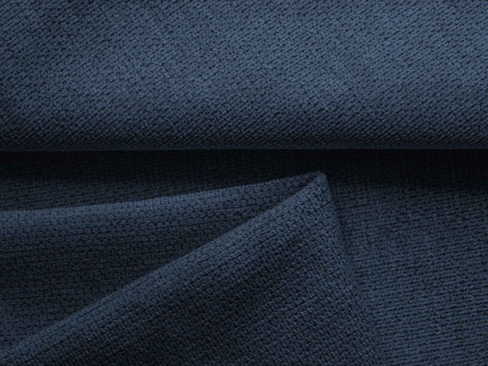 Panoramawinkelsofa mit Schlaffunktion NANEA königsblaues Chenille