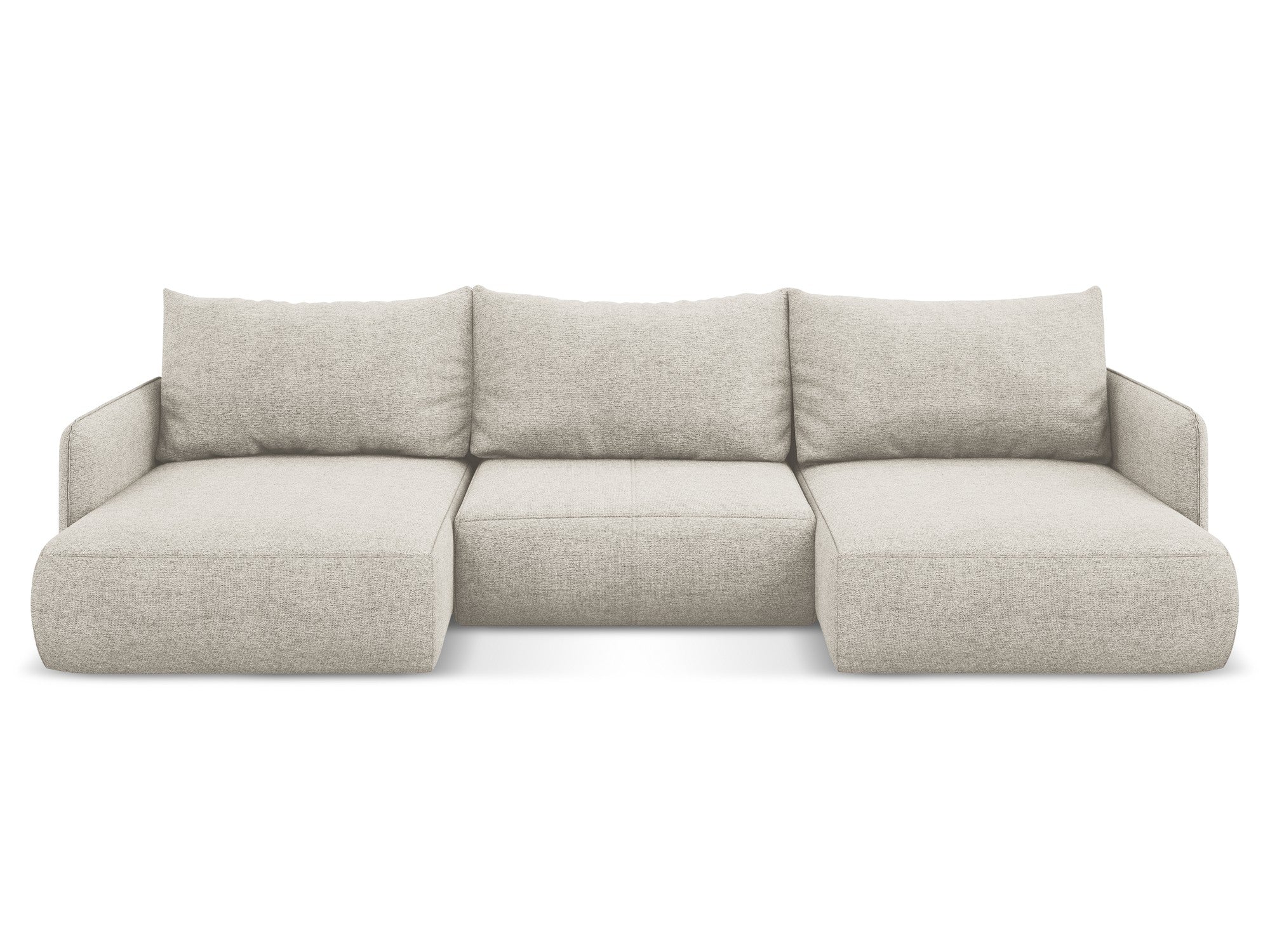 Panoramawinkelsofa mit Schlaffunktion NANEA silberner Chenille