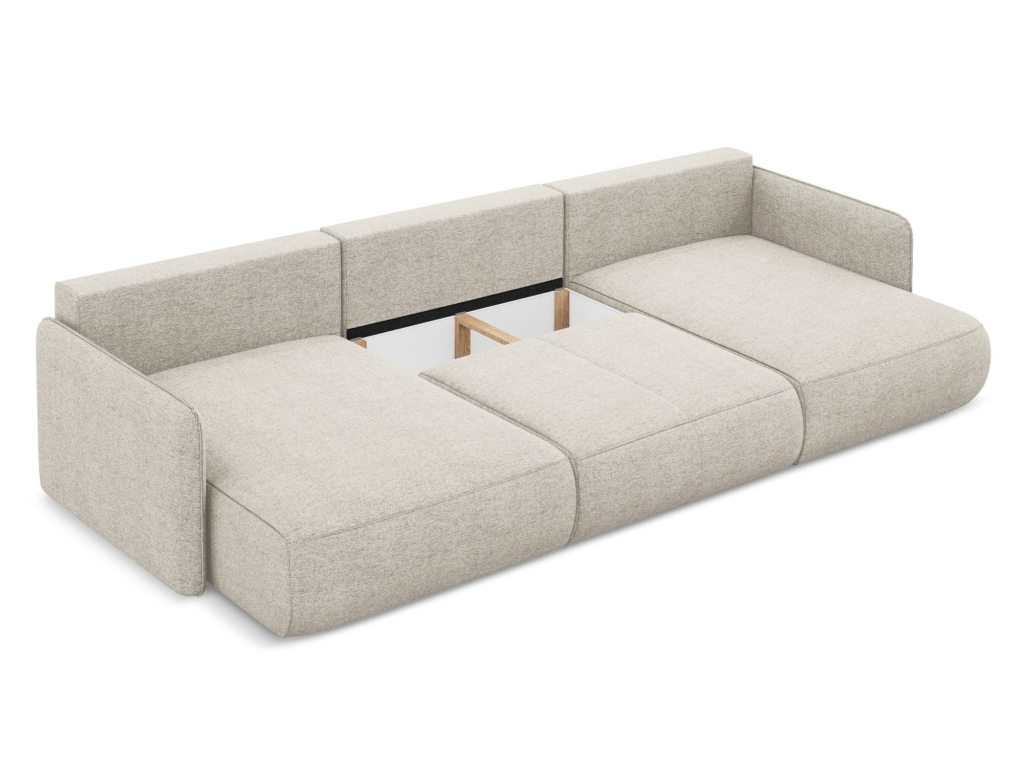 Panoramawinkelsofa mit Schlaffunktion NANEA silberner Chenille