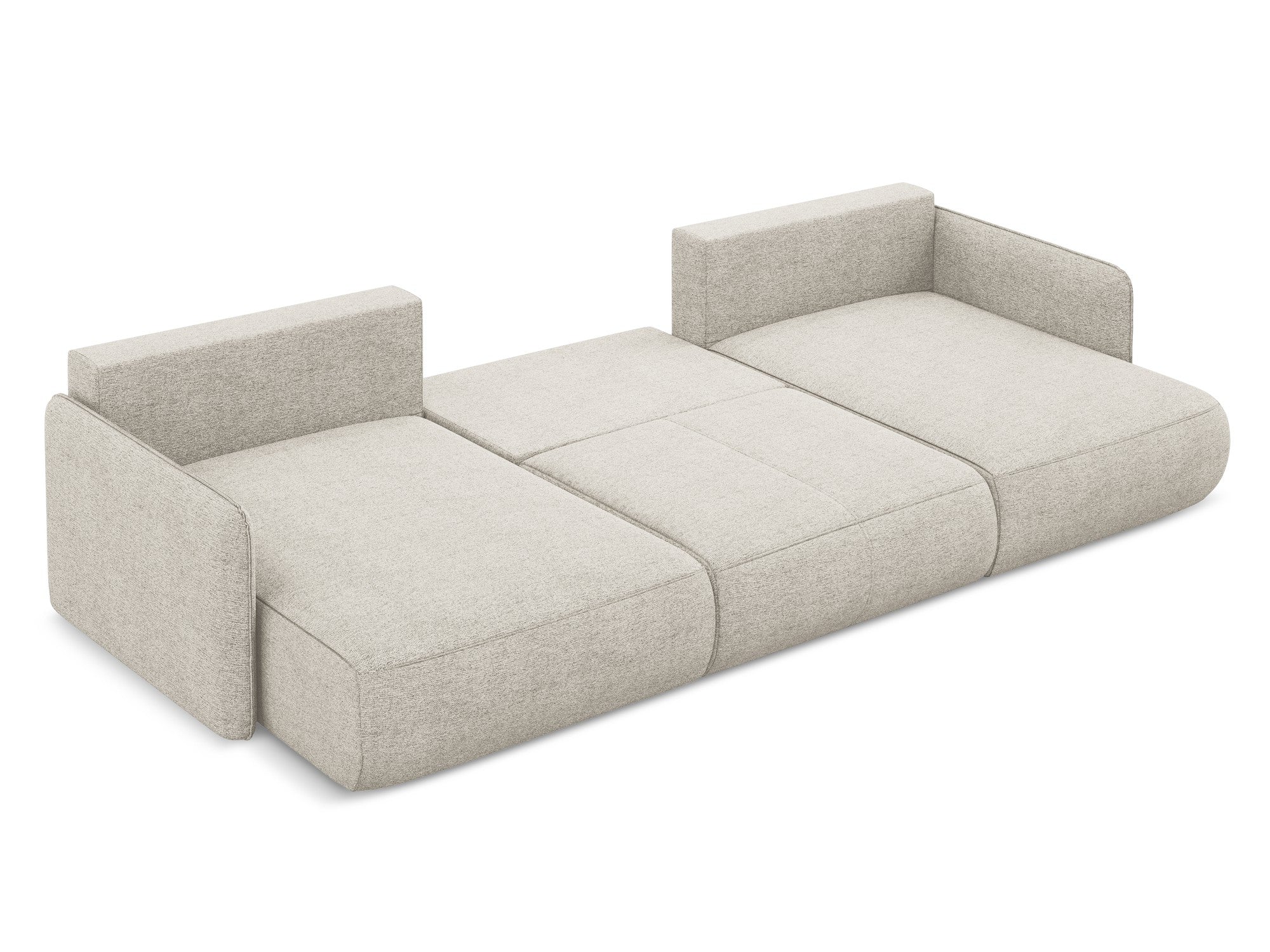 Panoramawinkelsofa mit Schlaffunktion NANEA silberner Chenille