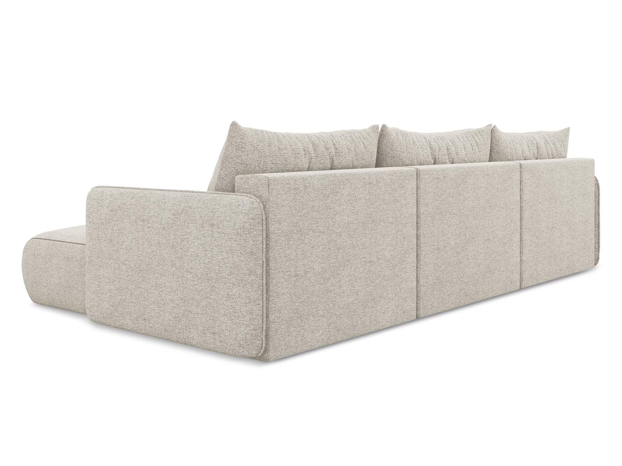 Panoramawinkelsofa mit Schlaffunktion NANEA silberner Chenille