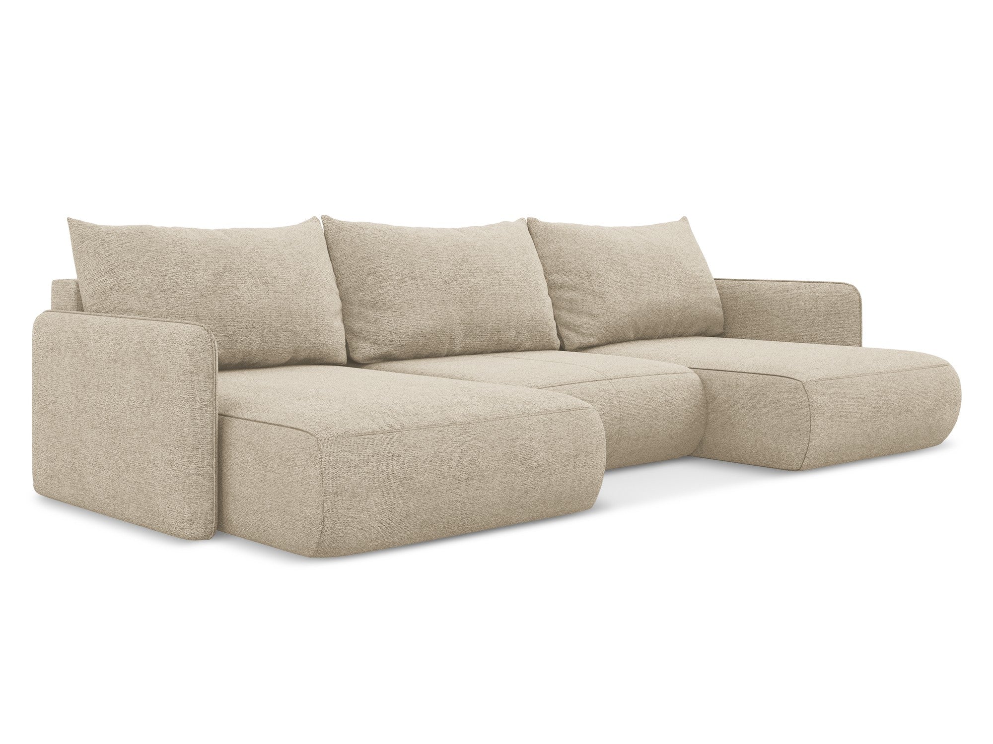 Panoramic corner sofa with sleeping function NANEA dark beige chenille