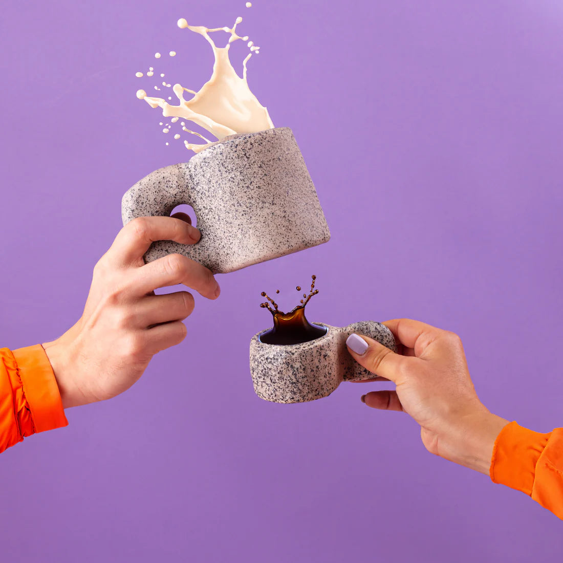 Zestaw filiżanek do kawy NEWLITHIC szara porcelana