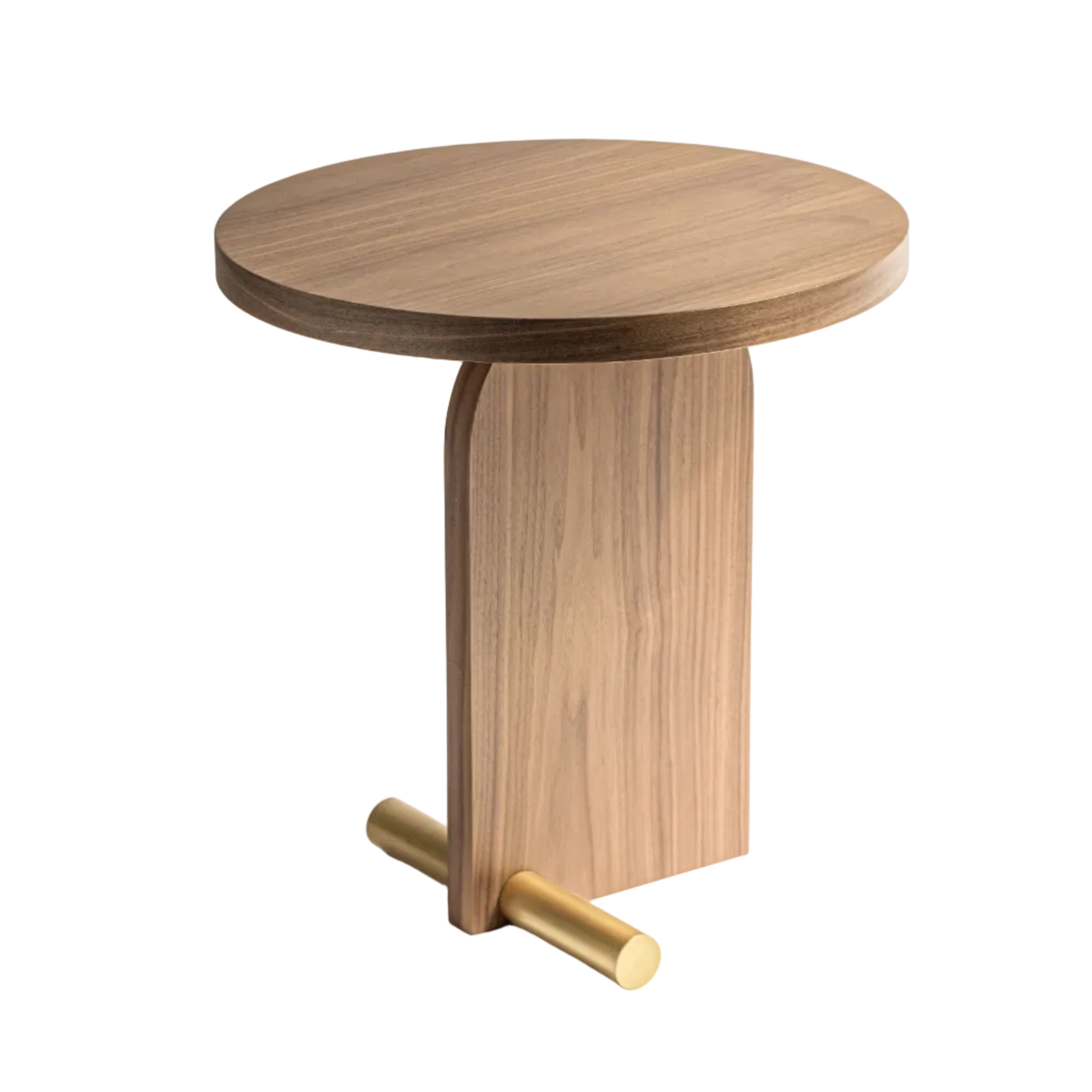 Beistelltisch NOVA Nussbaumfurnier mit messingfarbener Oberfläche