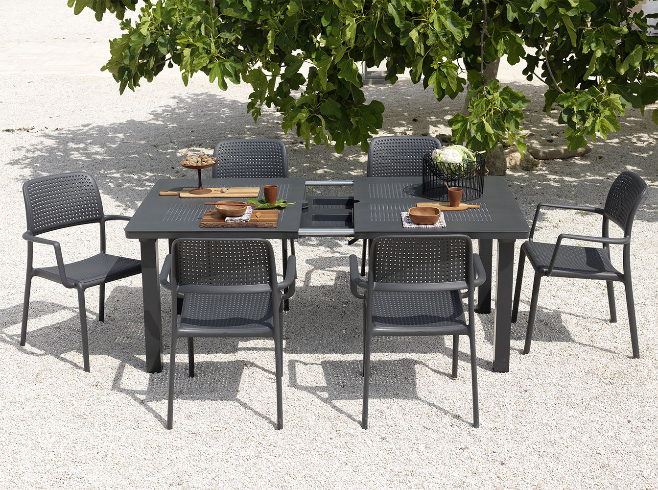 Outdoor chair with armrests BORA agave green