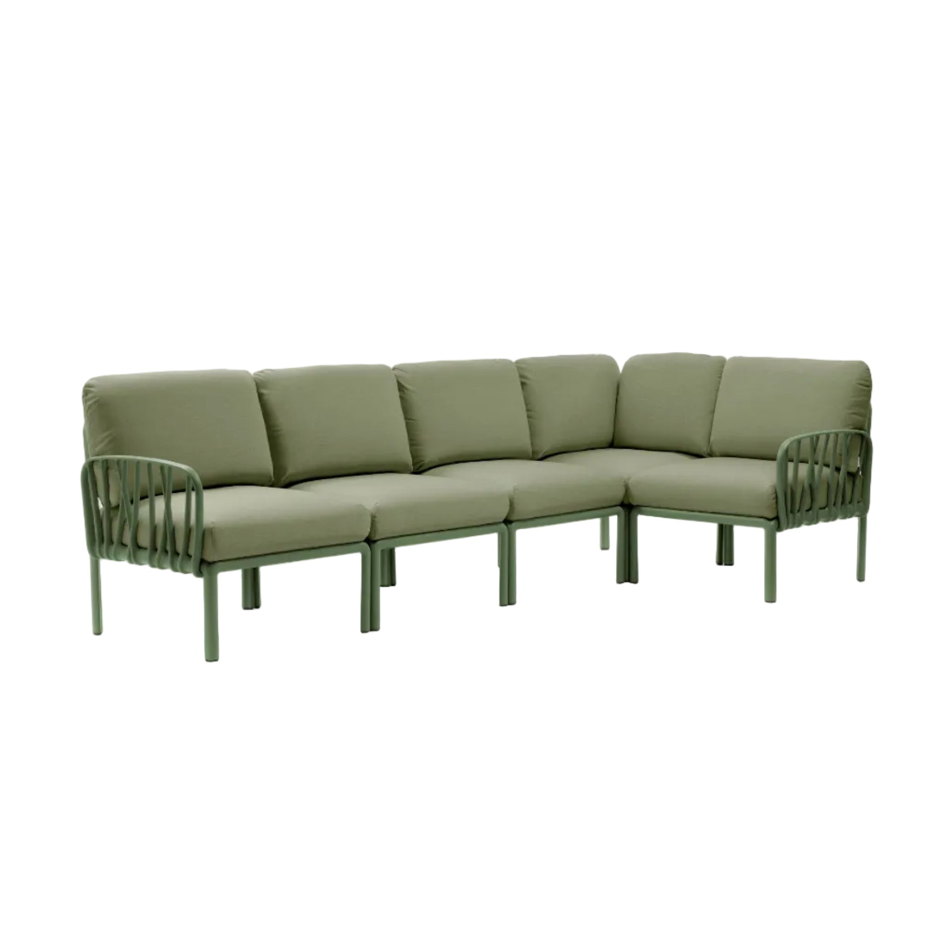 Narożnik modułowy zewnętrzny KOMODO 5 ciemnozielony Sunbrella® z agave zieloną podstawą – Nardi