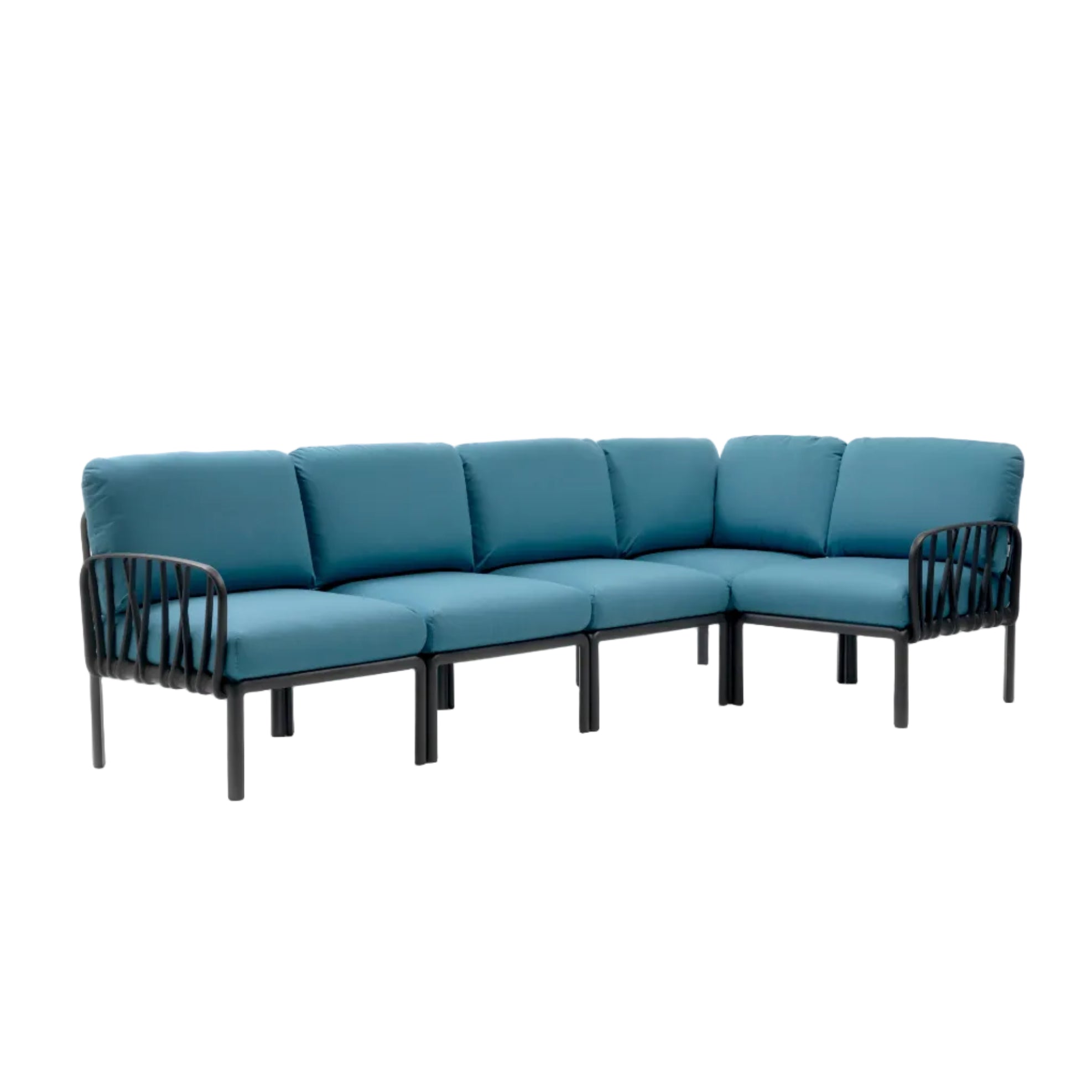 Modular Outdoor Corner Sofa KOMODO 5 Blue Sunbrella® with Anthracite Base