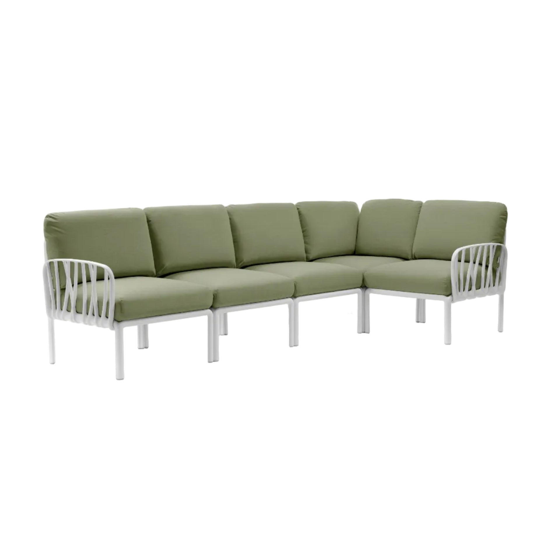 Modular Outdoor Corner Sofa KOMODO 5 Dark Green Sunbrella® with White Base